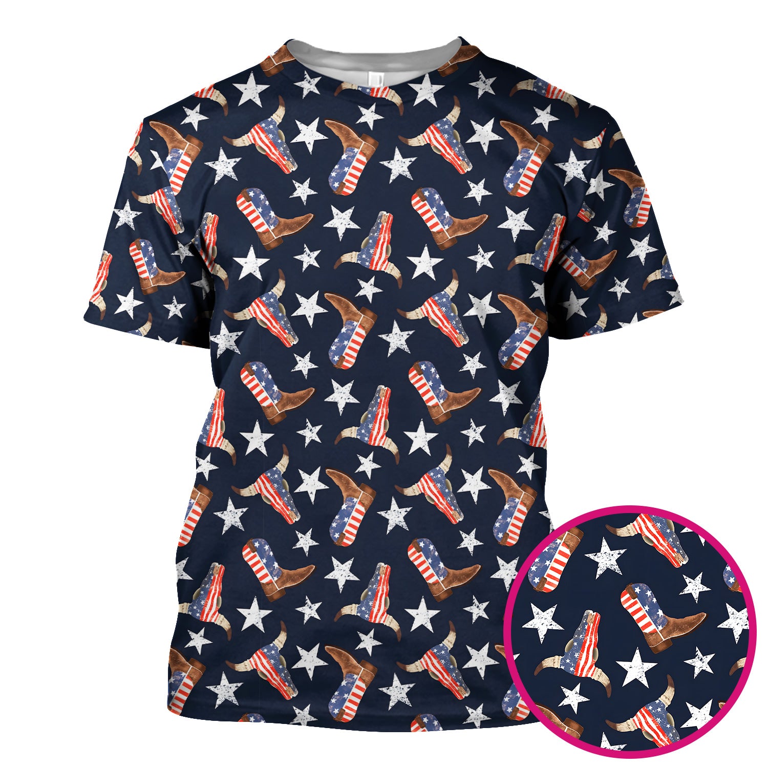 Western Boots Stars Pattern Scrub Top, Comfortable Scrubs for Nurses