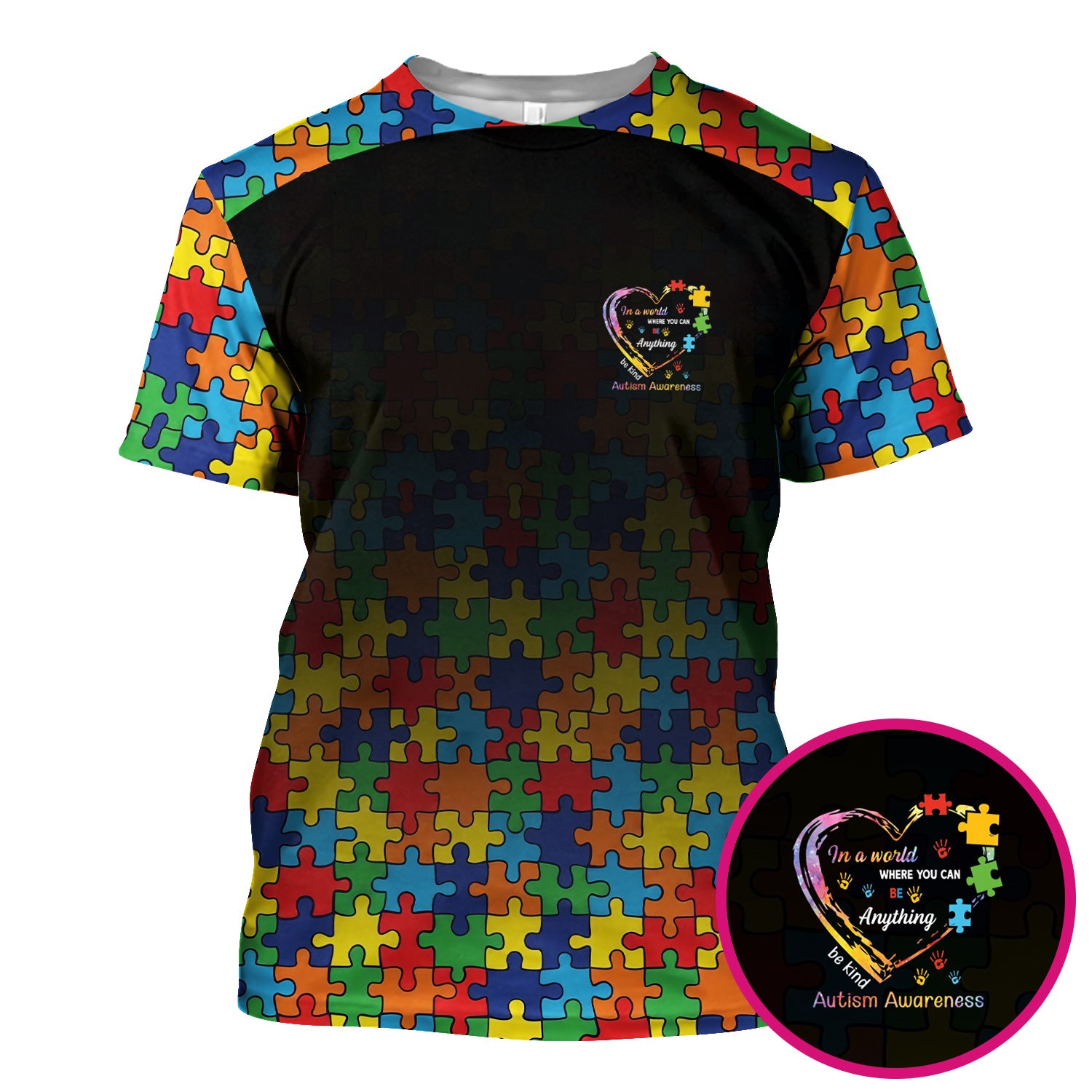 Autism Awareness Nurse Scrub Top, Puzzle Heart Print Full Design, Gift for Nurse