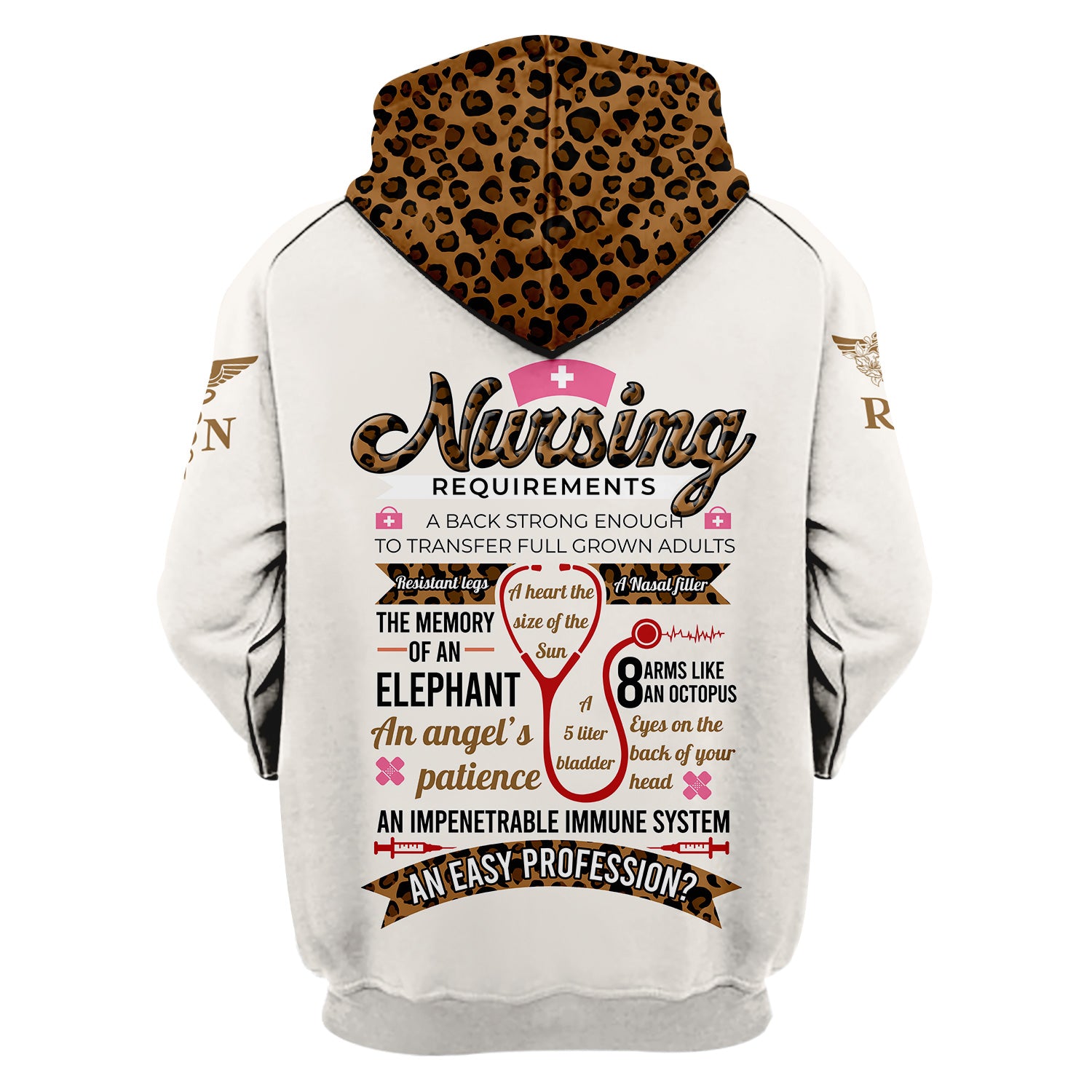 Funny Nurse Scrubs for Women - Leopard RN CNA LPN Uniform Top - Nursing Requirements Design with Custom Name