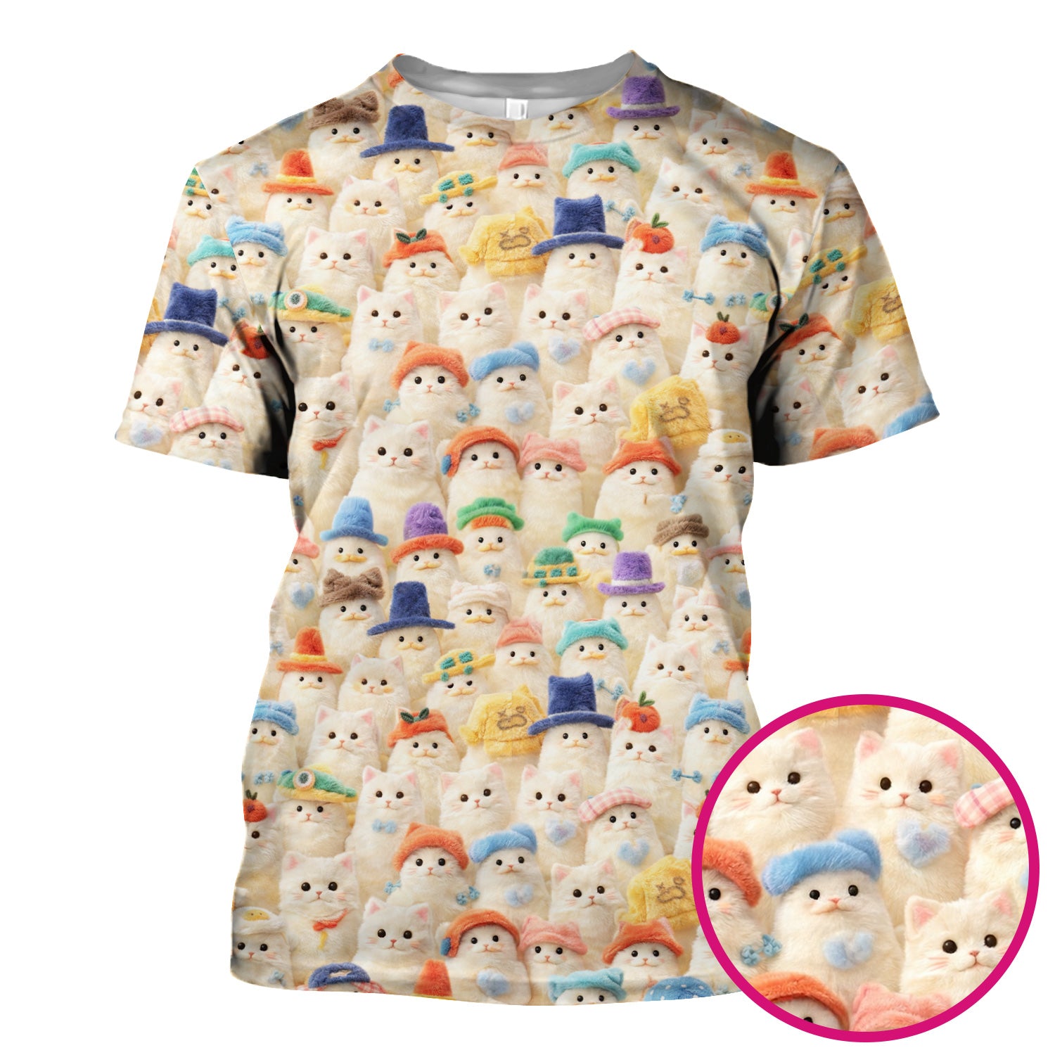Adorable Cats Wearing Colorful Hats Pattern Scrubs Top, Comfortable Scrubs for Nurses