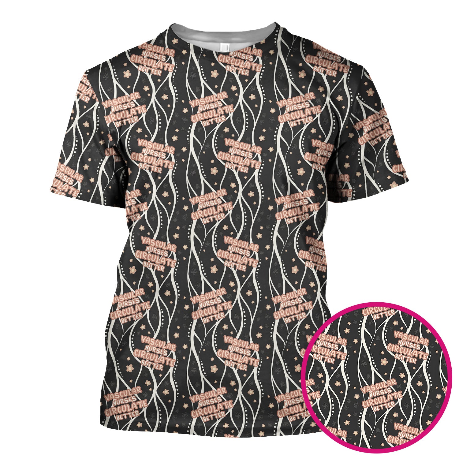 Inspirational Vascular Nurse Circulation Awareness Pattern Scrub Top, Comfortable Scrubs for Nurses