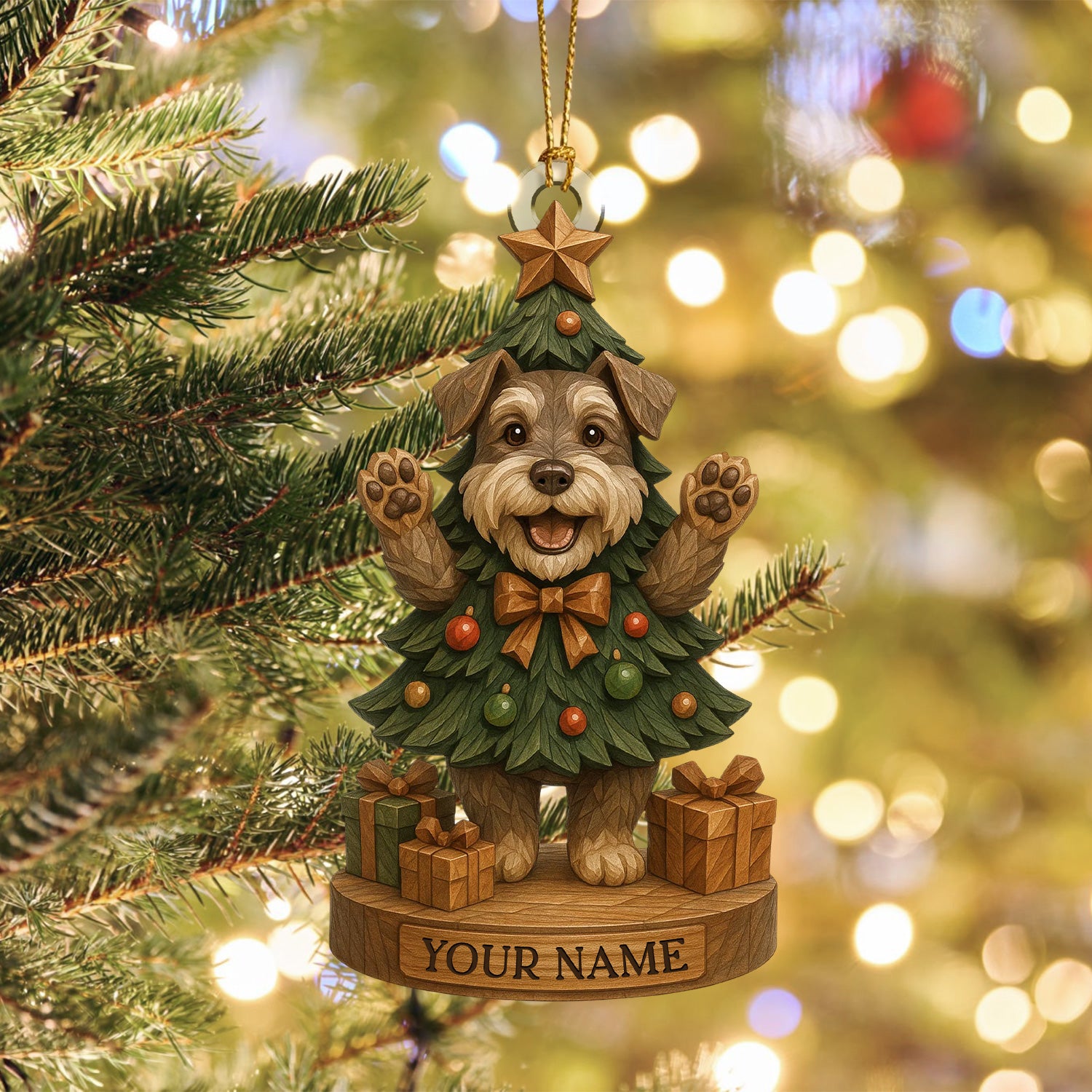 Personalized Dog Christmas Tree Ornament, Custom Name Holiday Pup Décor, Cute Xmas Gift For Dog Lovers