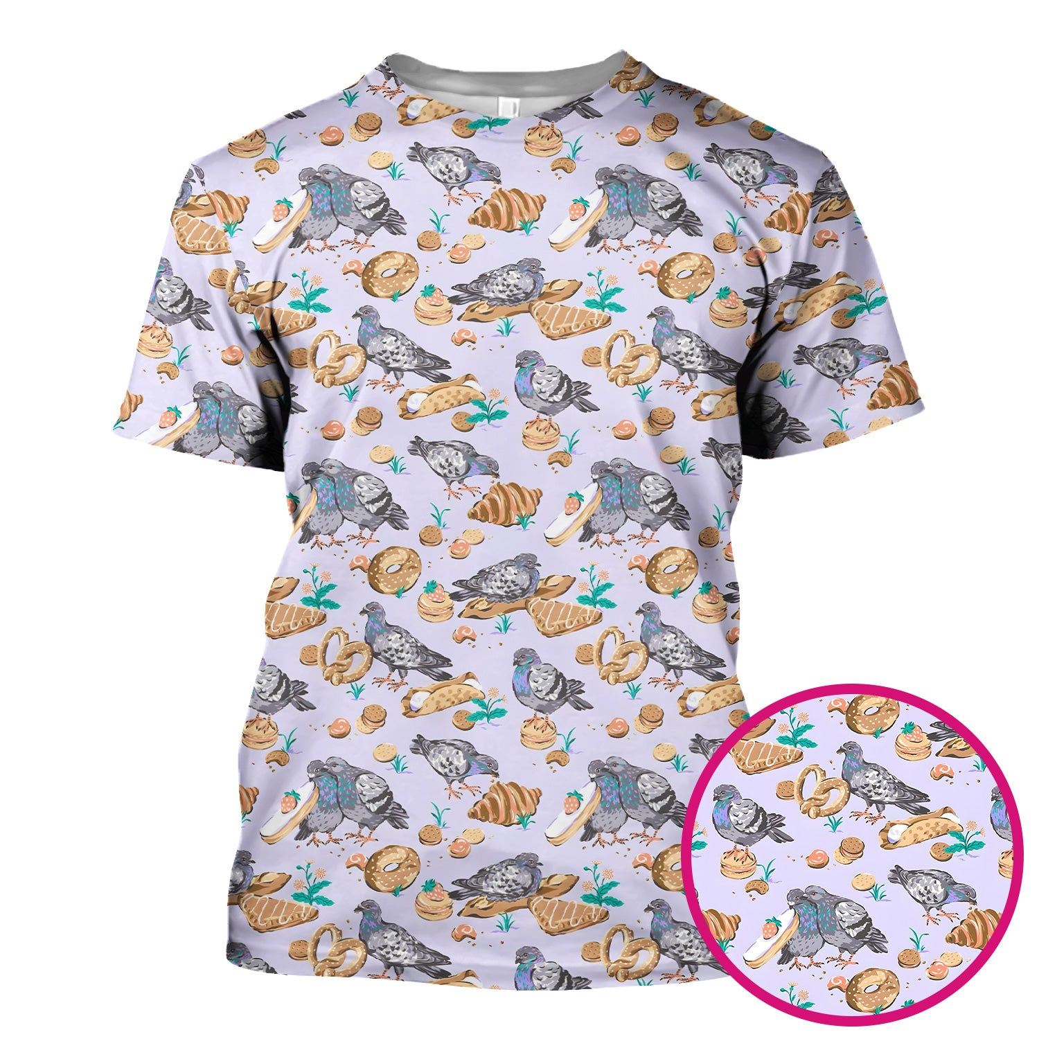 Funny Pigeon Bread Snack Nurse Pattern Scrub Top, Comfortable Scrubs for Nurses