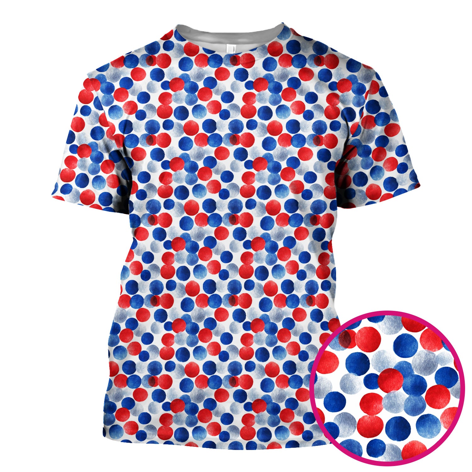 4th of July Patriotic Polka Dot Scrub Top, Red White Blue Nurse Uniform