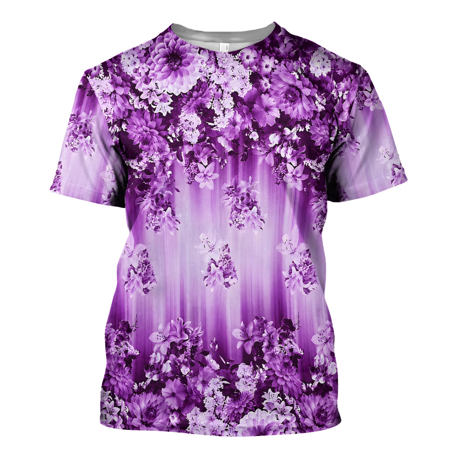 Purple Blossom Garden Pattern Scrub Top, Comfortable Scrubs for Nurses