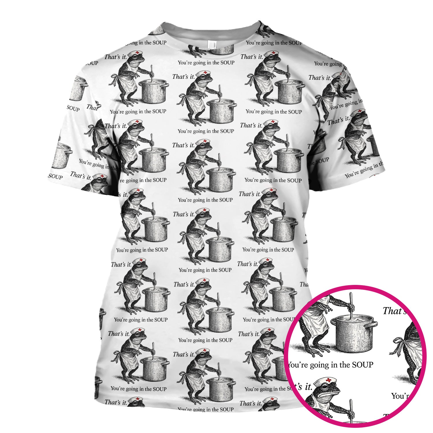 Funny Nurse Frog Cooking Soup Vintage Pattern Scrub Top, Comfortable Scrubs for Nurses
