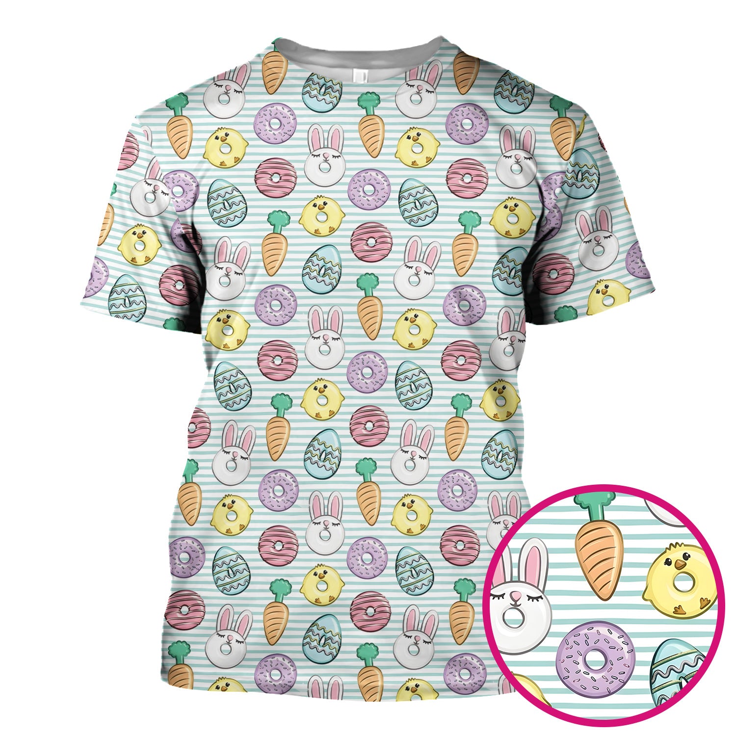Funny Easter Chick Bunny Pattern Scrub Top, Breathable Fabrics Nursing Uniform