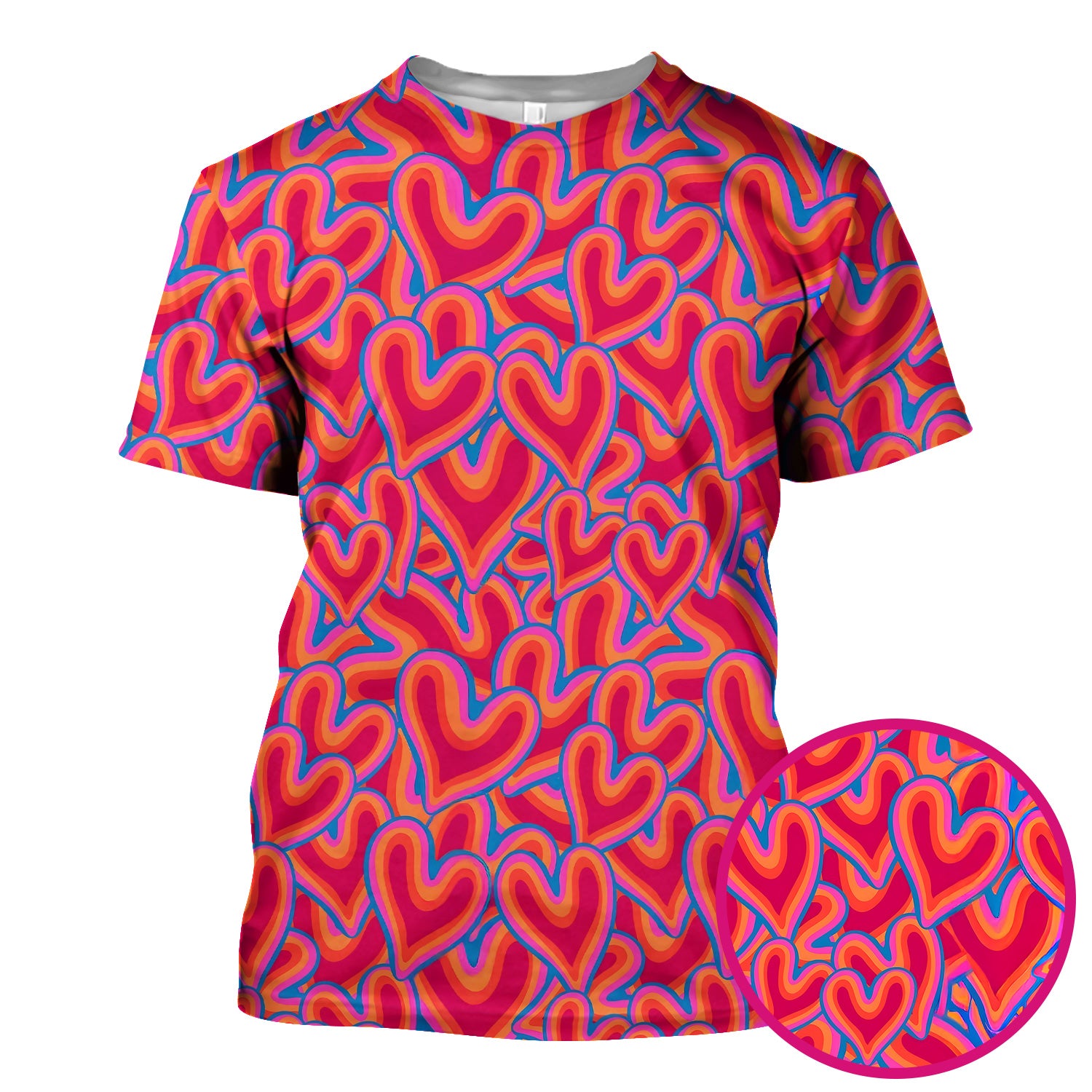 Cute Valentine Nurse Heart Pattern Scrub Top, Comfortable Scrubs For Nurses