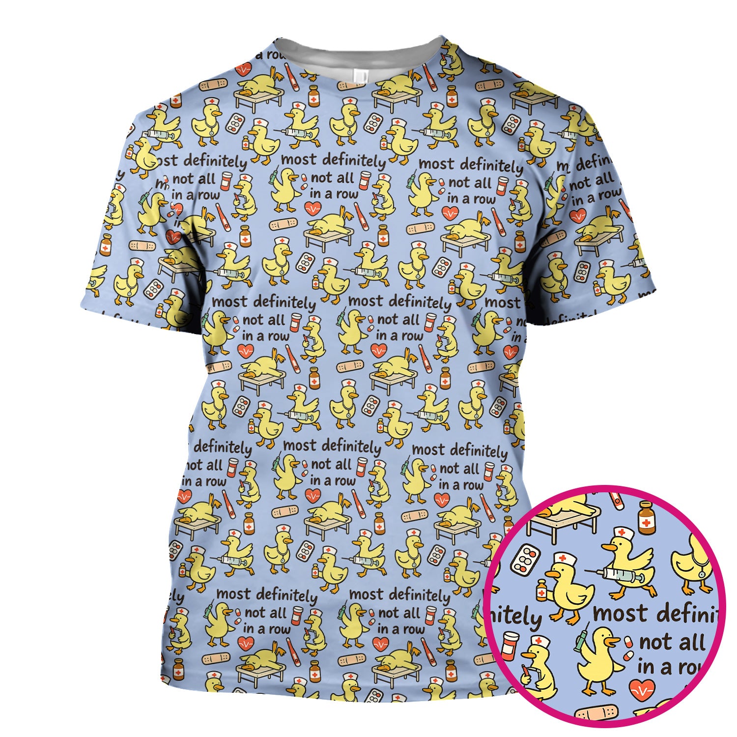 Funny Nurse Duck Medical Humor Pattern Scrub Top, Comfortable Scrubs for Nurses