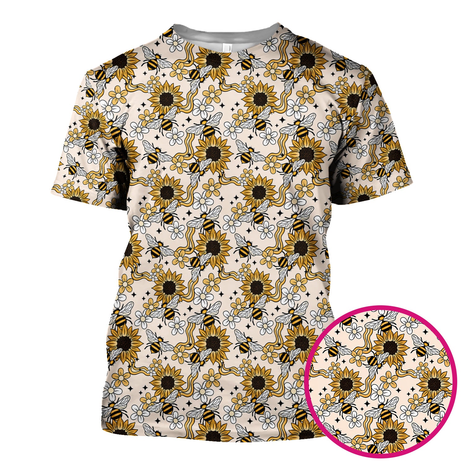 Sunflower And Honey Bee Floral Scrub Top, Breathable Fabrics Nursing Uniform