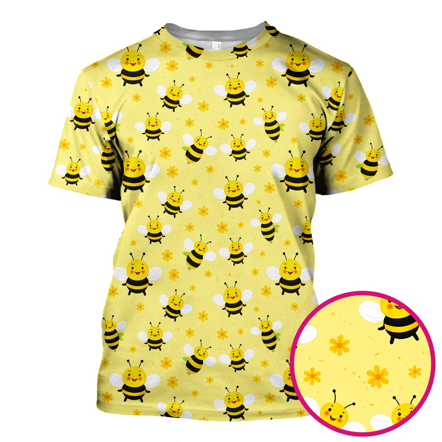 Cute Smiling Bee Yellow Floral Print Scrubs, Comfortable Scrubs for Nurses