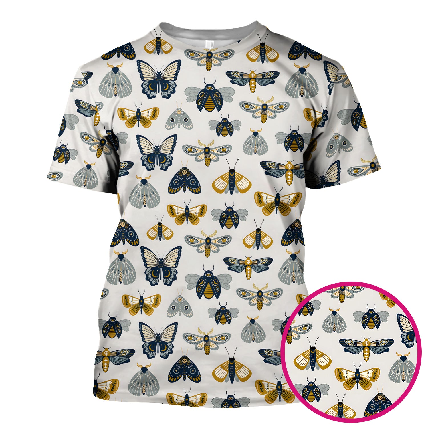 Cute Butterfly Moth Insect Pattern Scrub Top, Comfortable Scrubs for Nurses