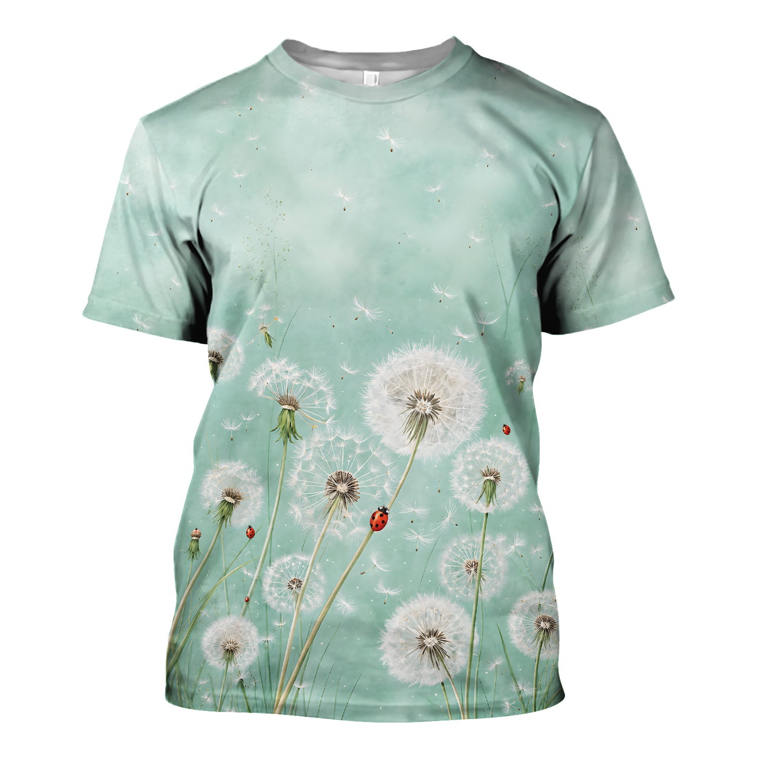 Dandelion Wishes Ladybug Meadow Pattern Scrub Top, Comfortable Scrubs for Nurses