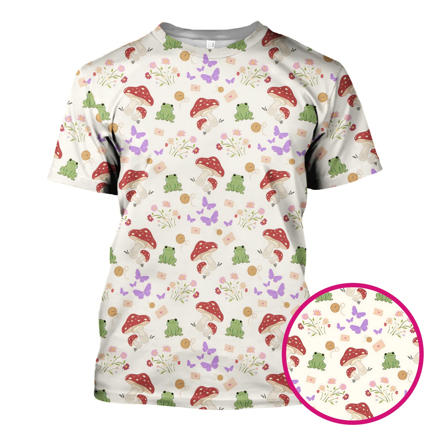 Adorable Nurse Frog and Mushroom Garden Print Scrub Top, Comfortable Scrubs for Nurses
