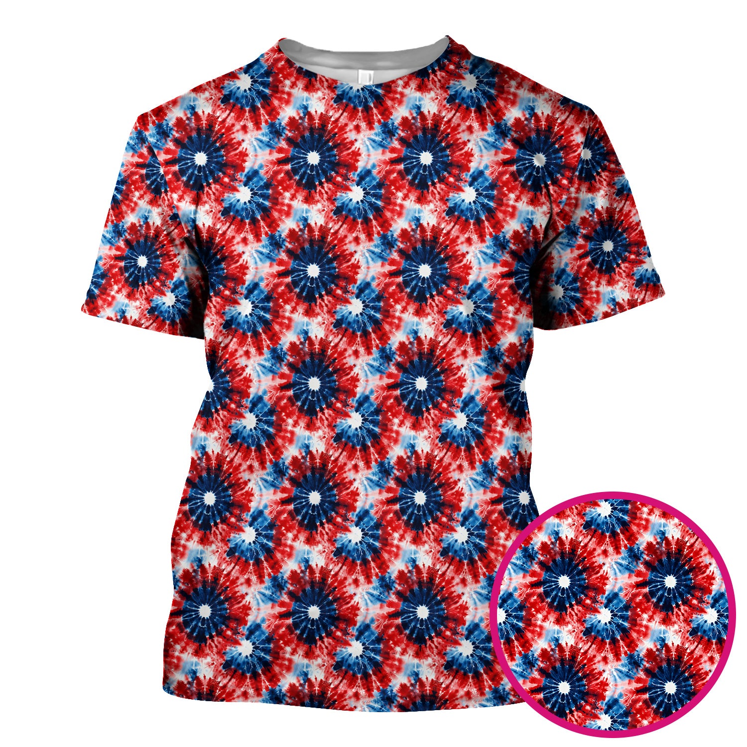 Festive Nurse Tie Dye Firework Burst Pattern Scrub Top, Breathable Fabrics Nursing Uniform