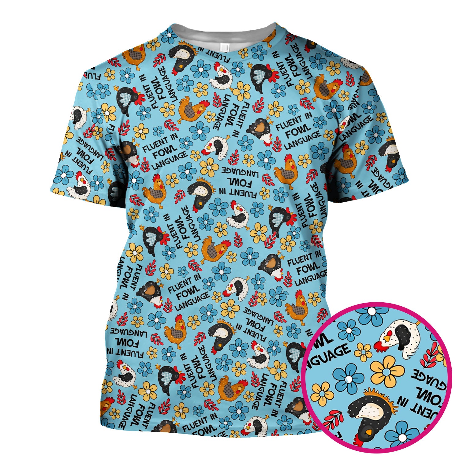 Funny Chicken Fluent in Fowl Language Pattern Scrub Top, Comfortable Scrubs for Nurses