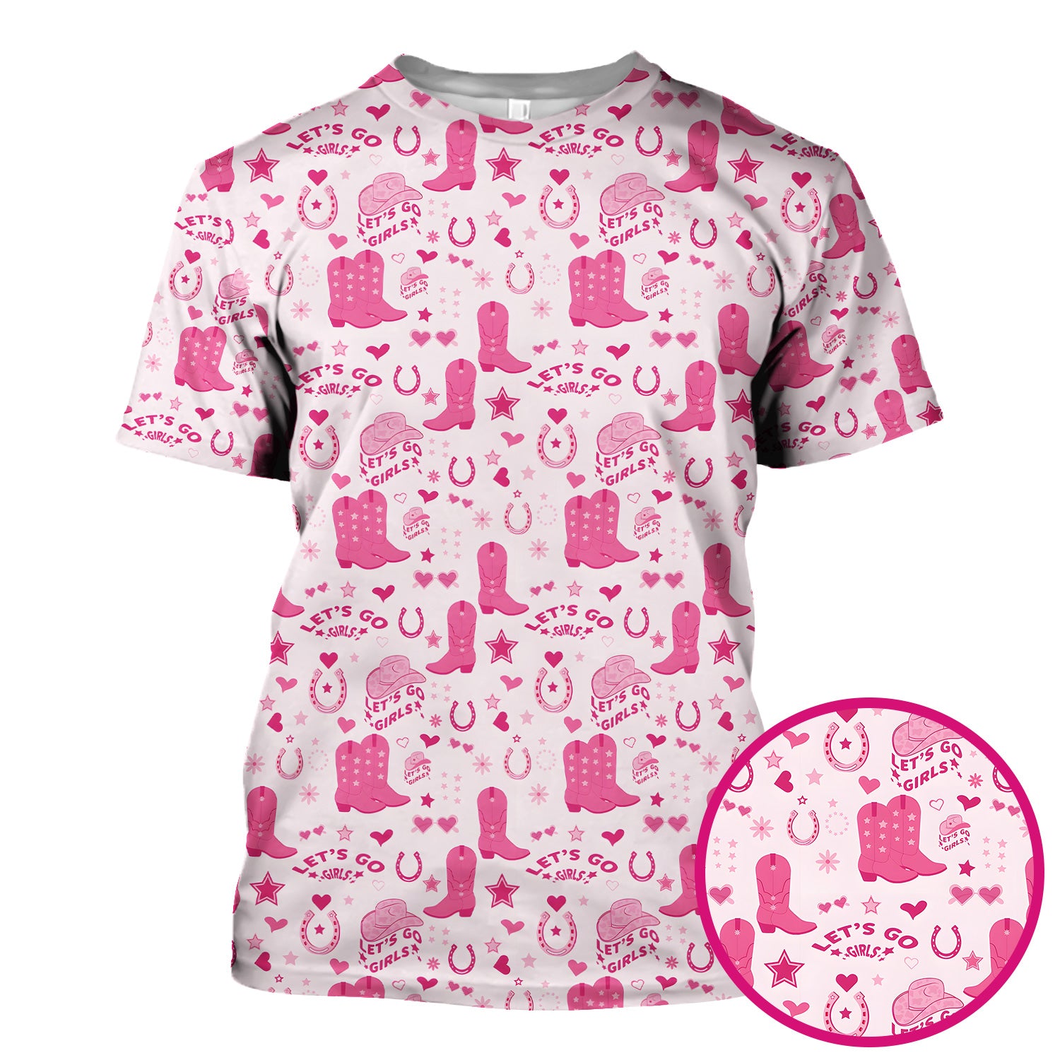 Pink Cowgirl Boots Print Scrub Top, Comfortable Scrubs for Nurses