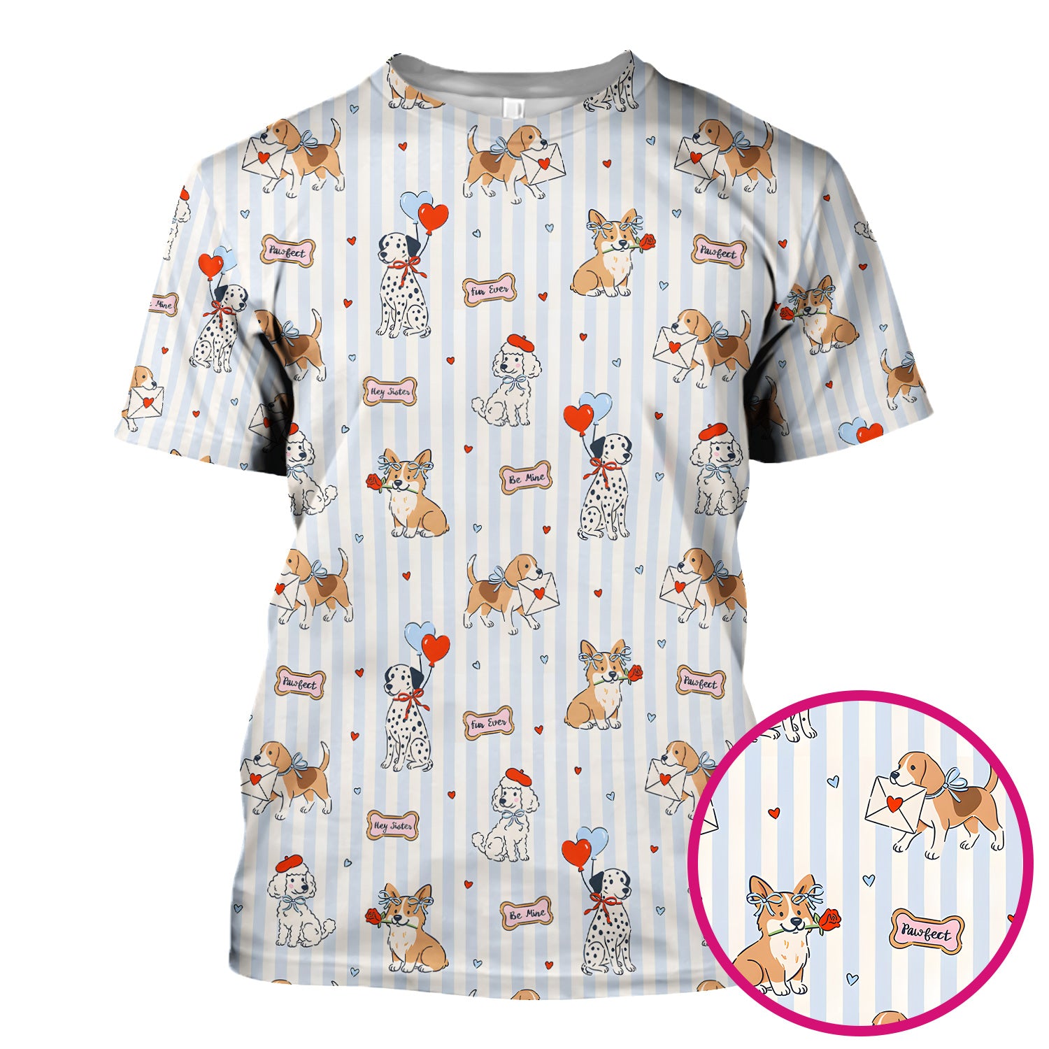 Valentine Puppy Heart Pattern Scrub Top, Comfortable Scrubs for Nurses