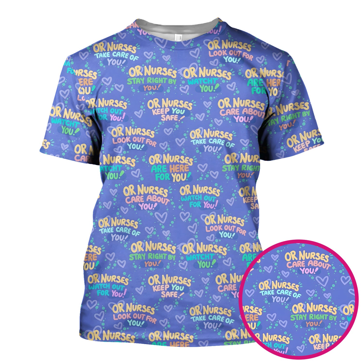 Inspirational Nurse Quote Care Message Pattern Scrub Top, Comfortable Scrubs for Nurses