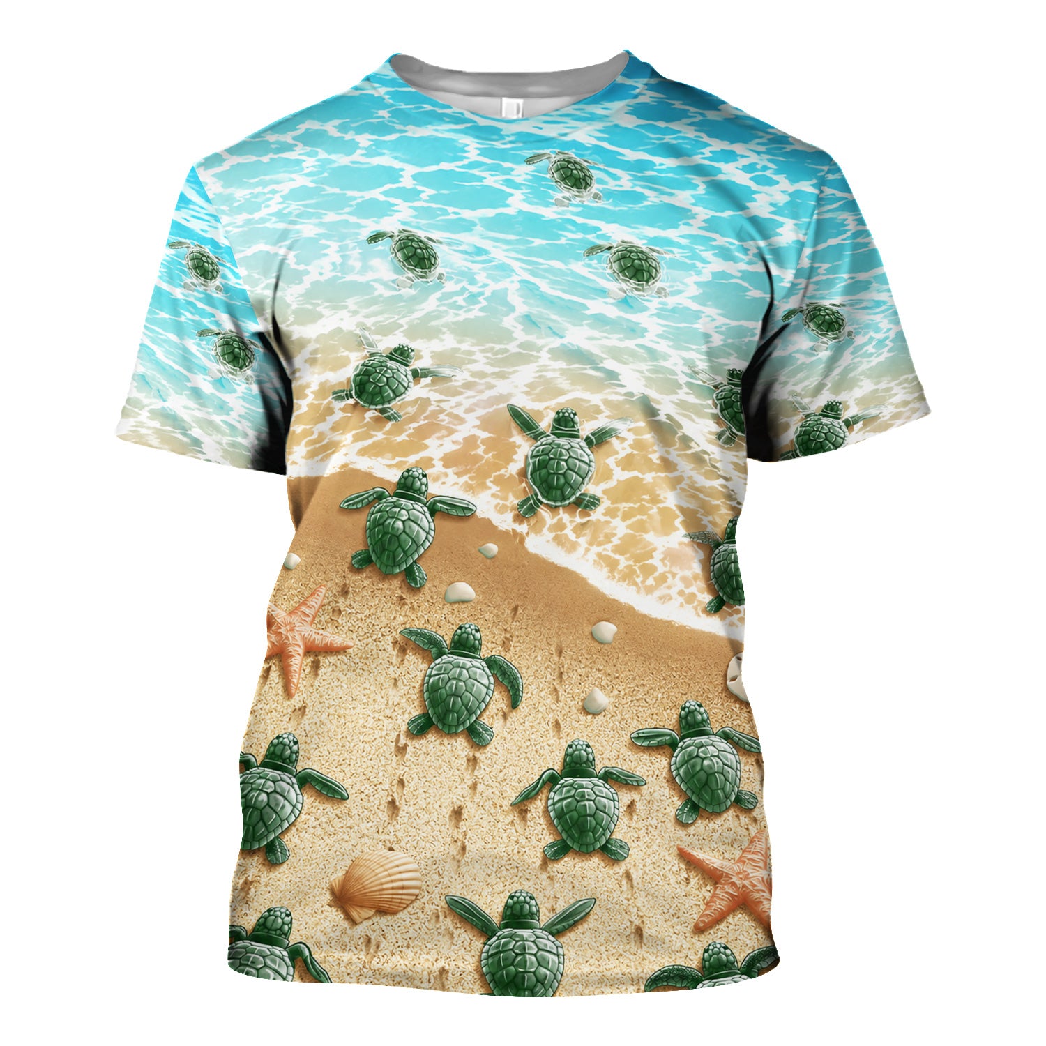 Coastal Sea Turtle Beach Pattern Scrub Top, Comfortable Scrubs for Nurses