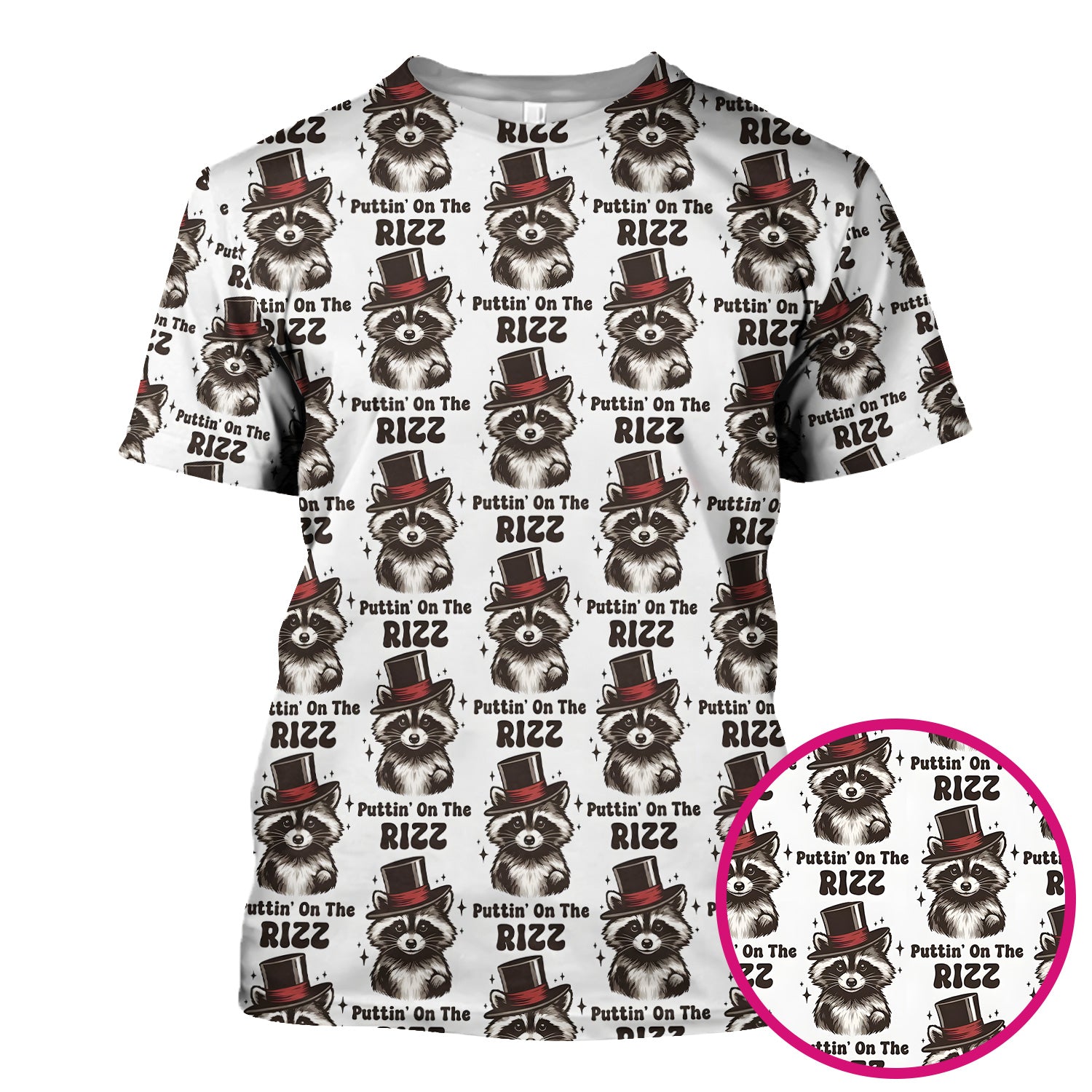 Raccoon Wearing Top Hat Puttin On The Rizz Scrub Top, Breathable Fabrics Nursing Uniform