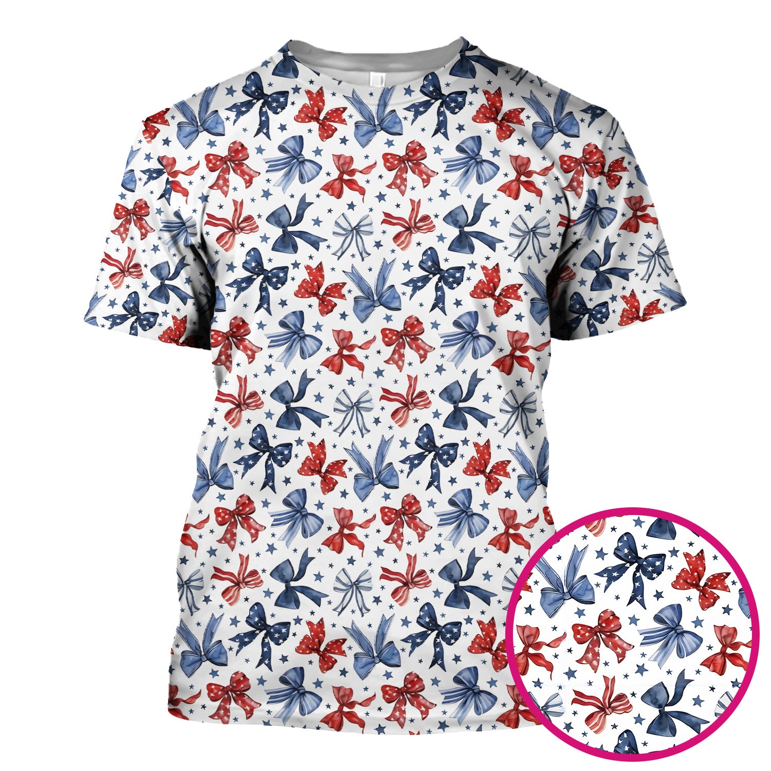 Patriotic Red Blue Ribbon Pattern Scrub Top, Comfortable Scrubs for Nurses