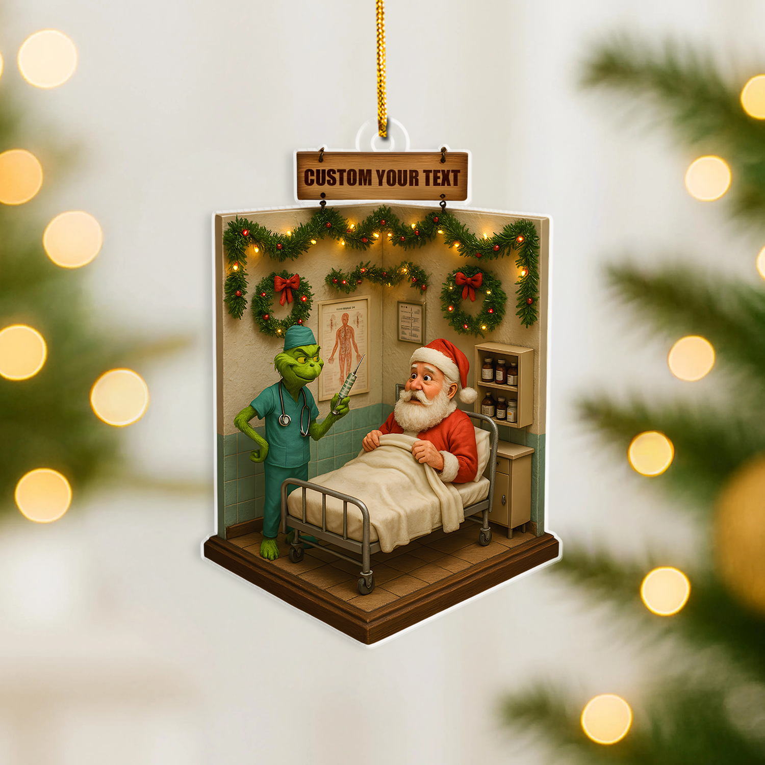 Custom Nurse Ornament Christmas Tree, Funny RN CNA LPN Gift for Women, Nurse Holiday Decoration