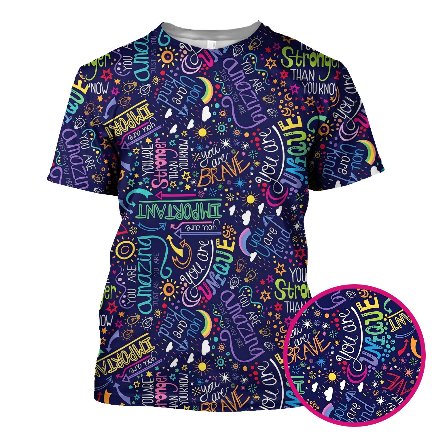 Inspirational Quote Pattern Scrub Top, Breathable Fabrics Nursing Uniform