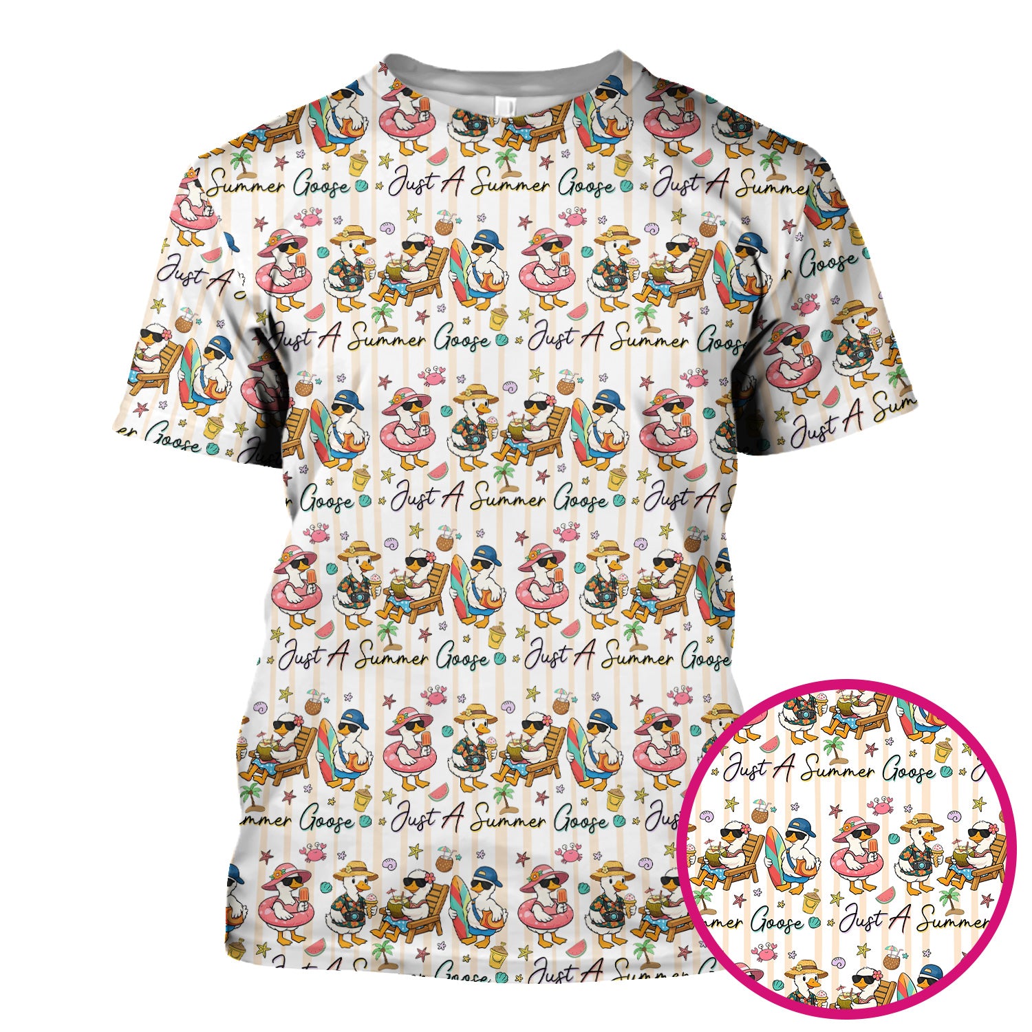 Summer Beach Goose Vacation Pattern Scrub Top, Comfortable Scrubs for Nurses