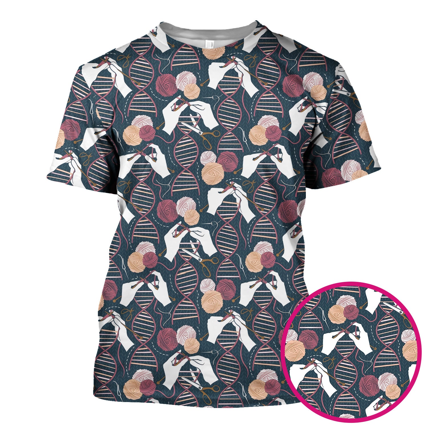 DNA Helix Yarn Pattern Scrub Top, Comfortable Scrubs for Nurses