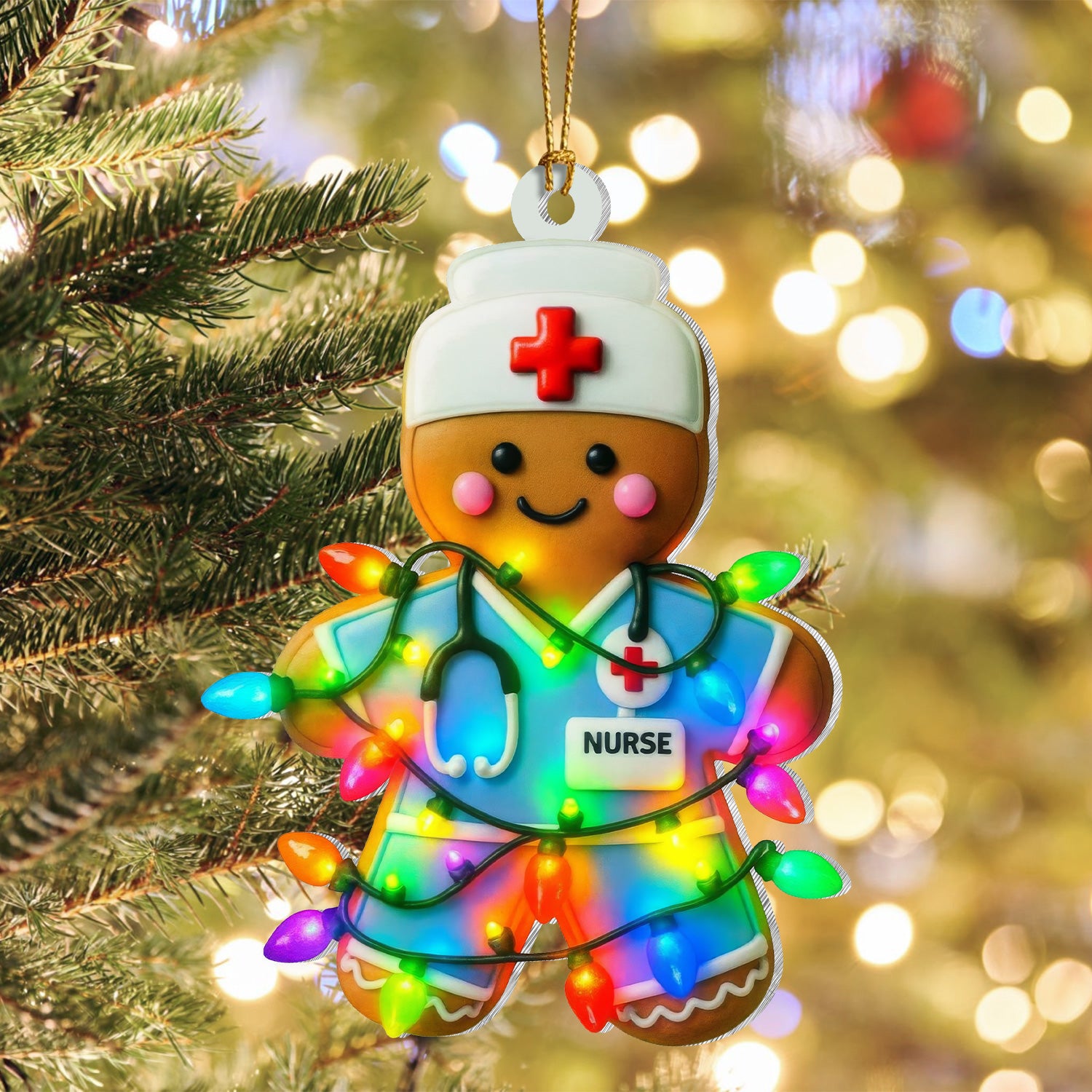 Nurse Gingerbread Christmas Ornament, Cute Holiday Tree Decoration, Healthcare Worker Gift