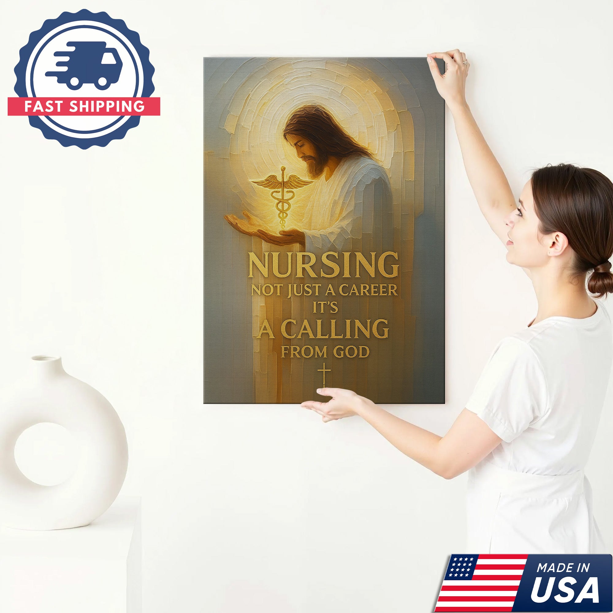 Christian Nurse Canvas Wall Art, Nursing Not Just a Career It‰Ûªs a Calling from God, Gift for RN CNA LPN