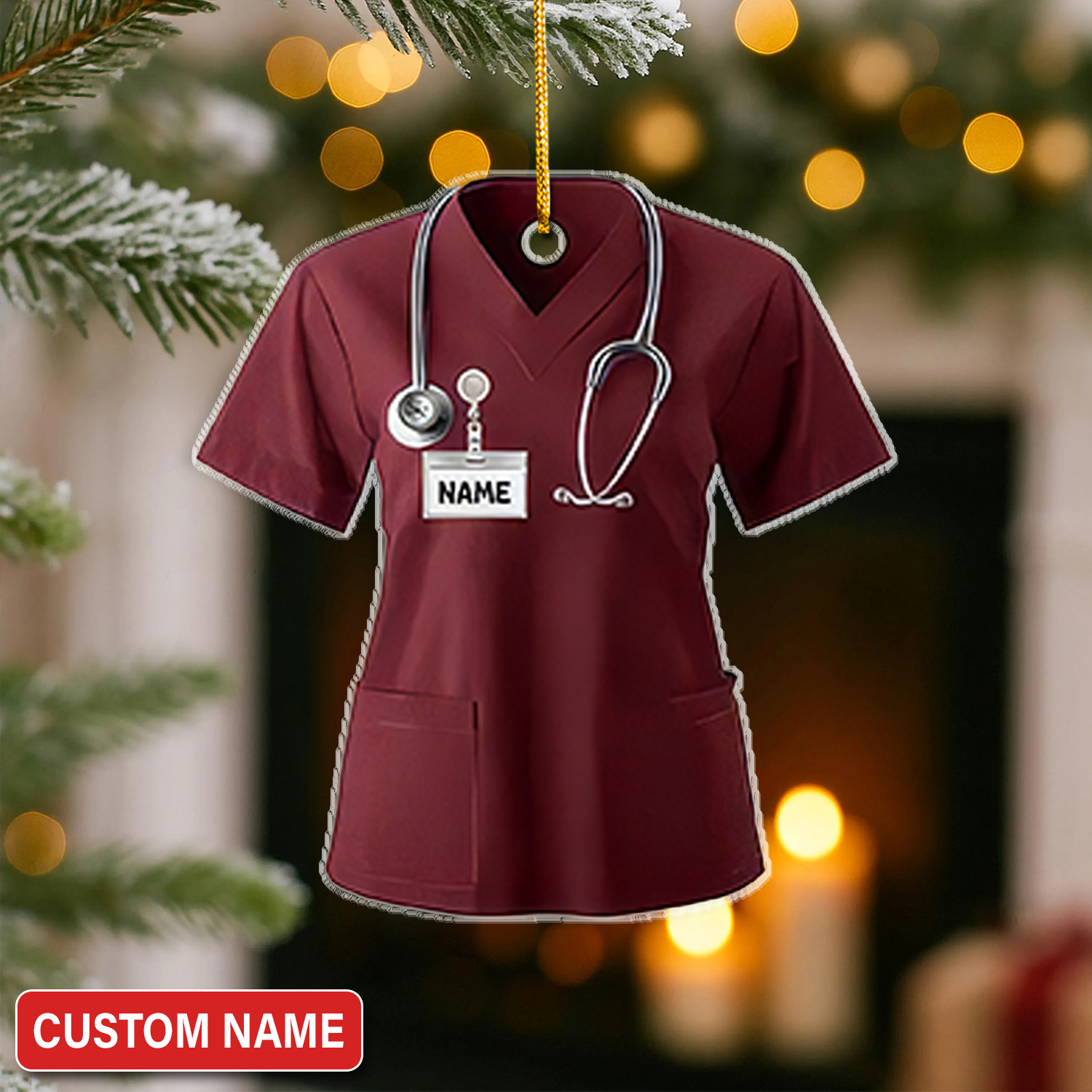 Personalized Nurse Scrubs Ornament, Nurse Uniform Ornament, Custom Name Nurse Ornament Gift for CNA RN LPN