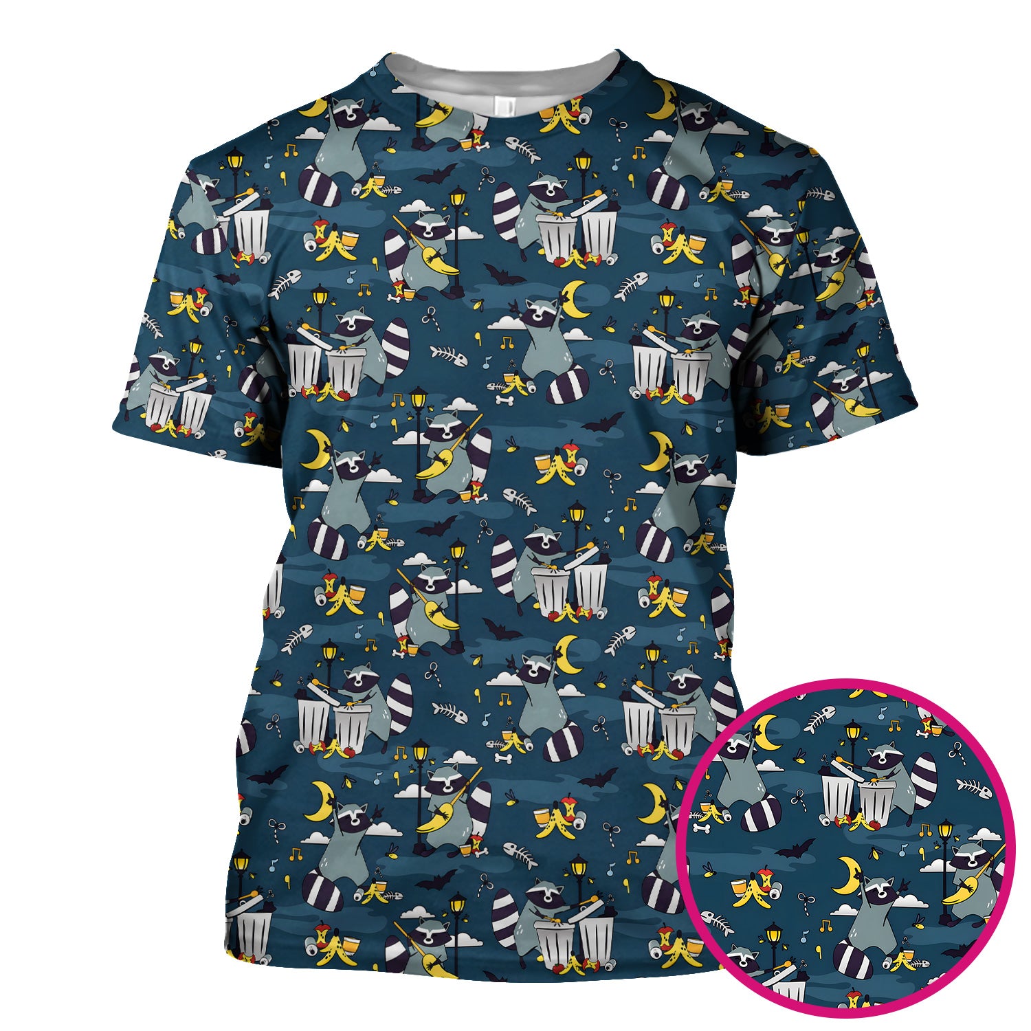 Raccoon Night Trash And Banana Peel Scrub Top, Breathable Fabrics Nursing Uniform