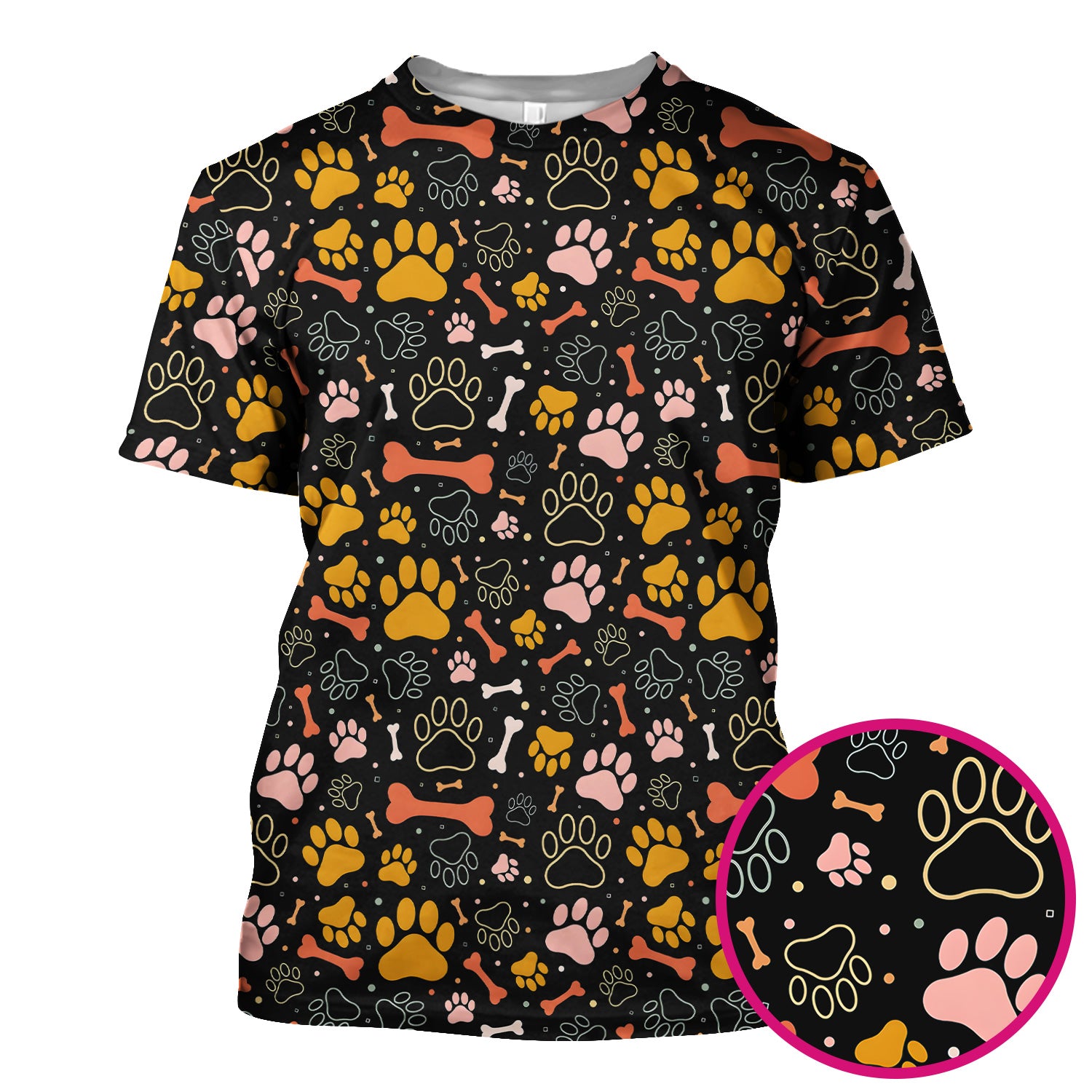 Cute Paw Print Dog Pattern Scrub Top, Comfortable Scrubs for Nurses