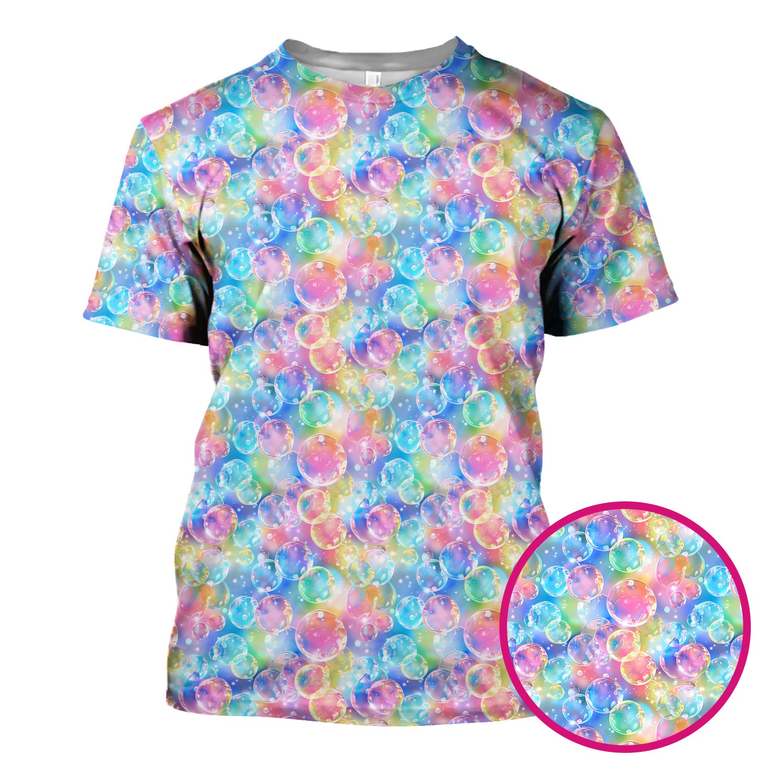 Colorful Floating Soap Bubble Pattern Scrub Top, Breathable Fabrics Nursing Uniform