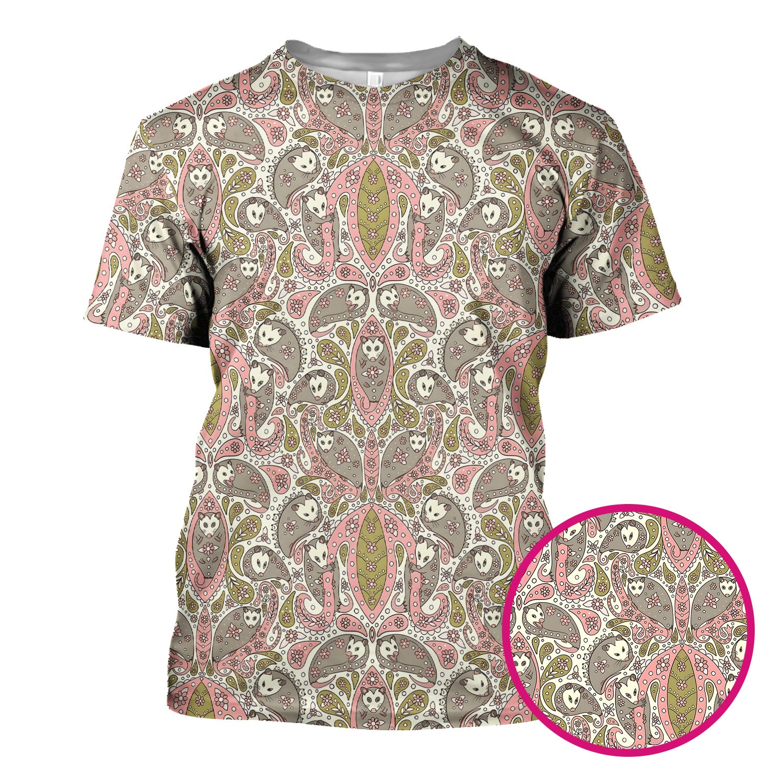 Opossum Paisley Pattern Scrub Top, Comfortable Scrubs for Nurses