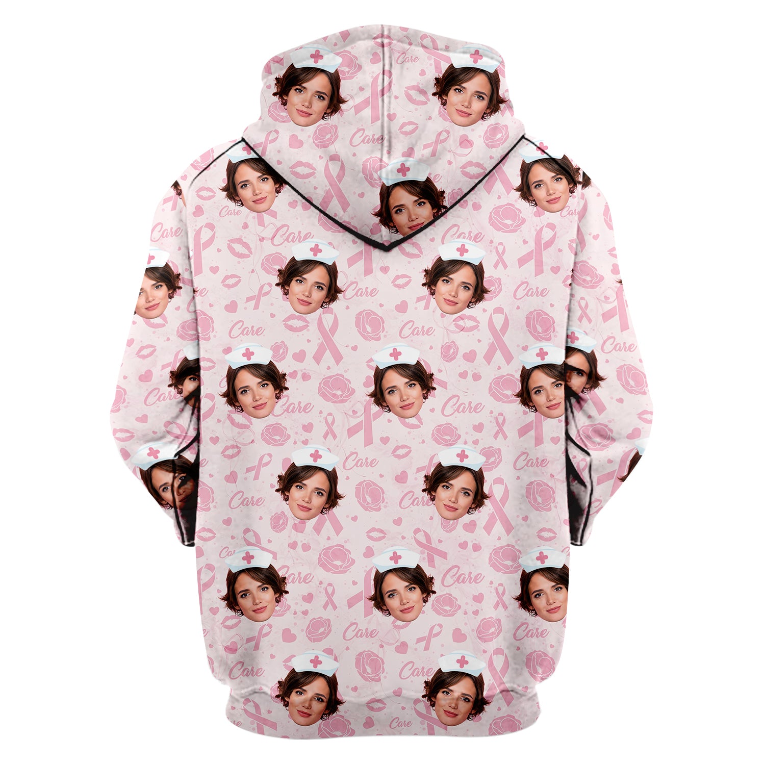Custom Face Nurse Shirt Pink Ribbon Awareness - Personalized Breast Cancer Support T-Shirt - Gift for Women RN LPN CNA Healthcare Workers