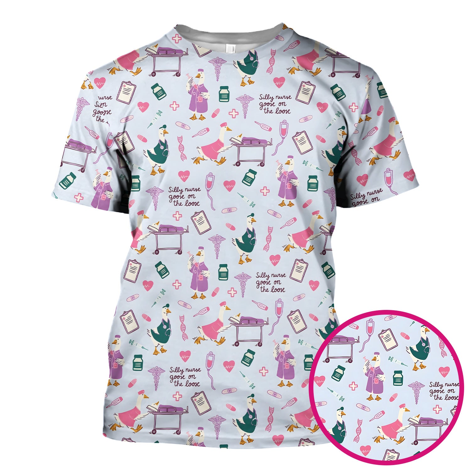 Goose Medical Humor Tools Pattern Scrub Top, Comfortable Scrubs for Nurses