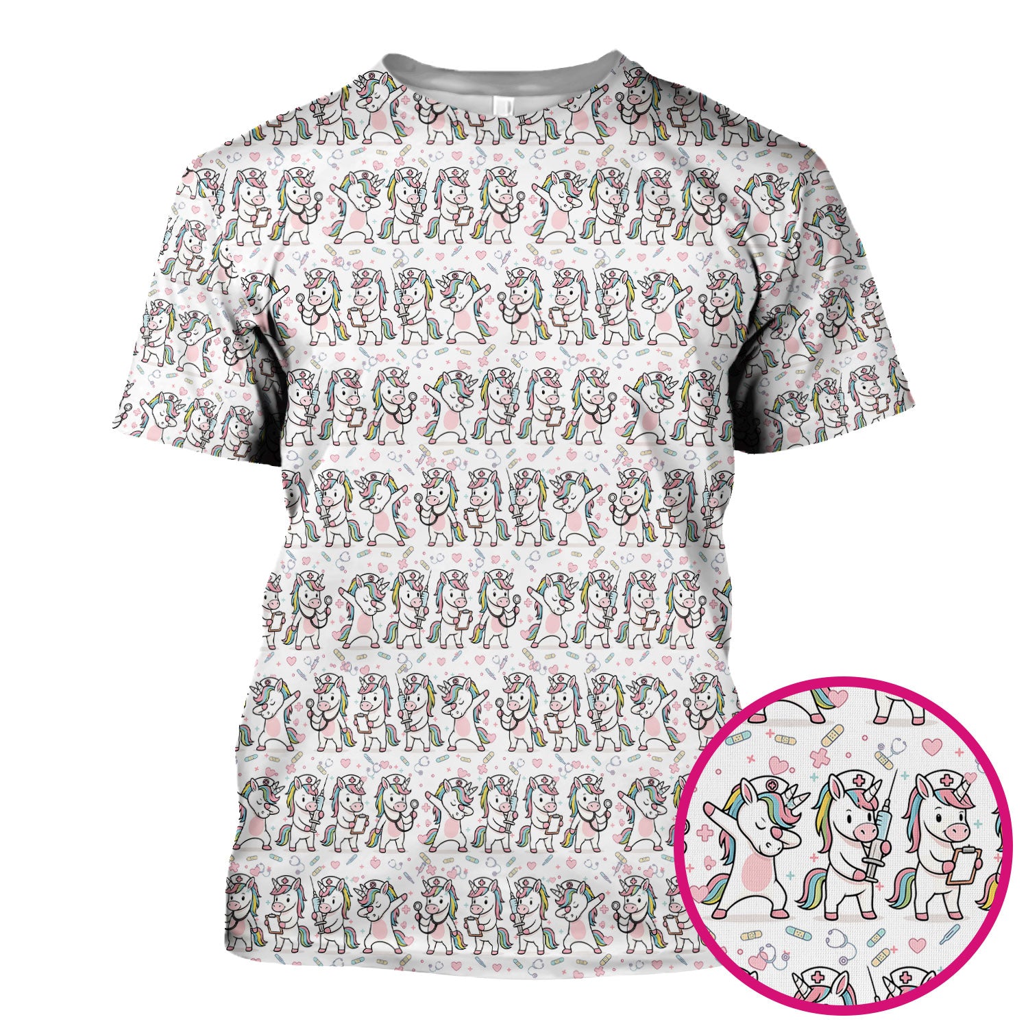 Cute Unicorn Nurse Scrub Top, Playful Medical Cartoon Nursing Shirt, Breathable Fabrics Nurse Uniform
