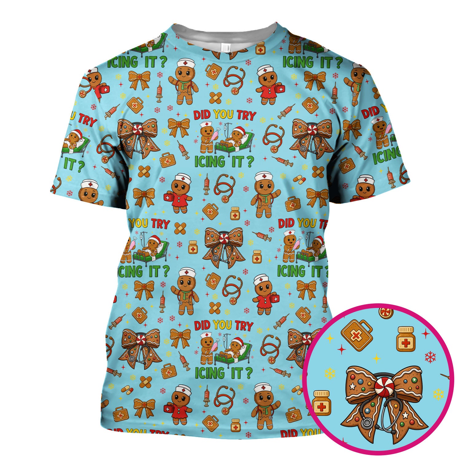 Funny Nurse Christmas Shirt - Gingerbread Icing It Scrub Top - Cute Holiday Gift Idea for RN LPN CNA Women