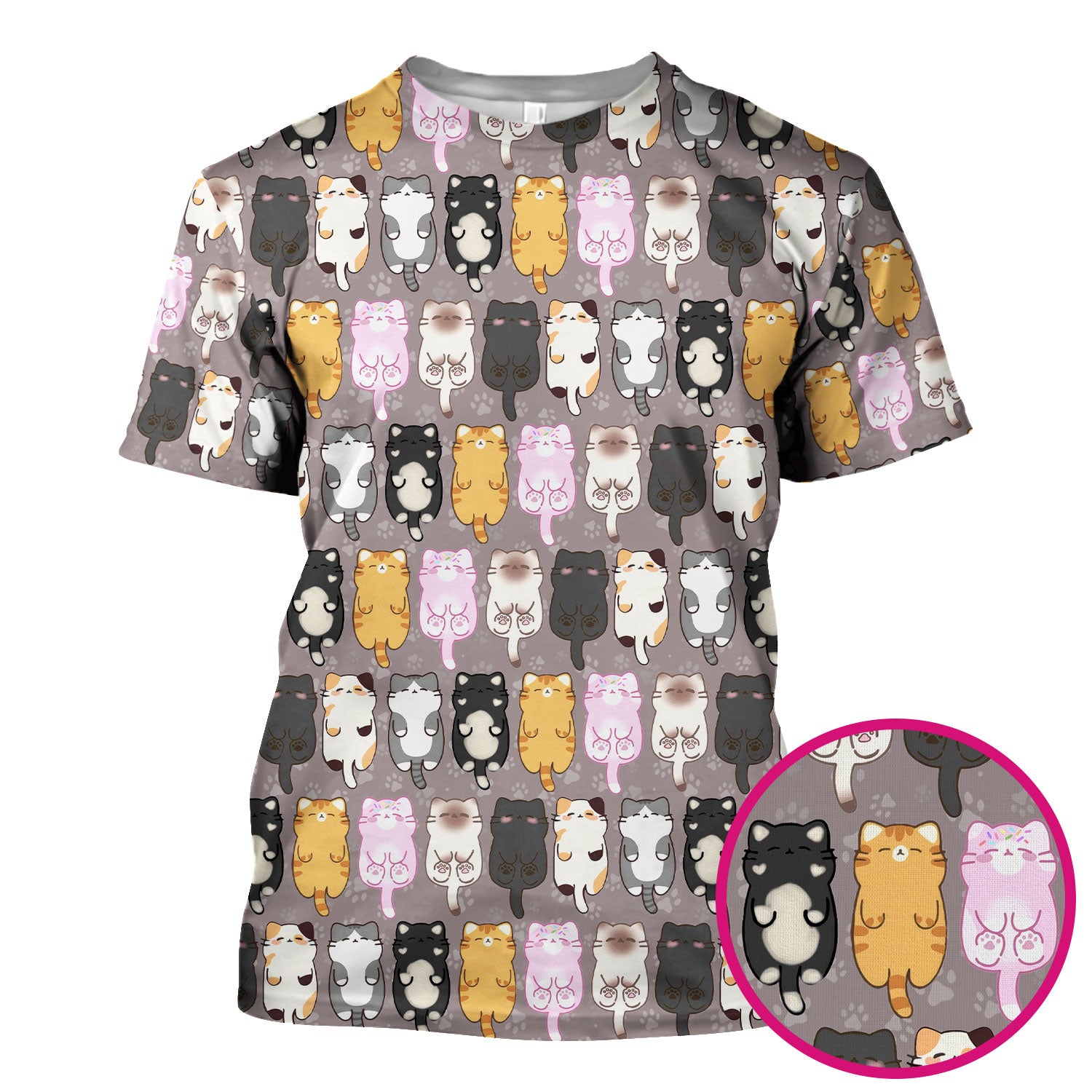 Funny Cartoon Cats All Over Print Scrubs Top, Comfortable Scrubs for Nurses
