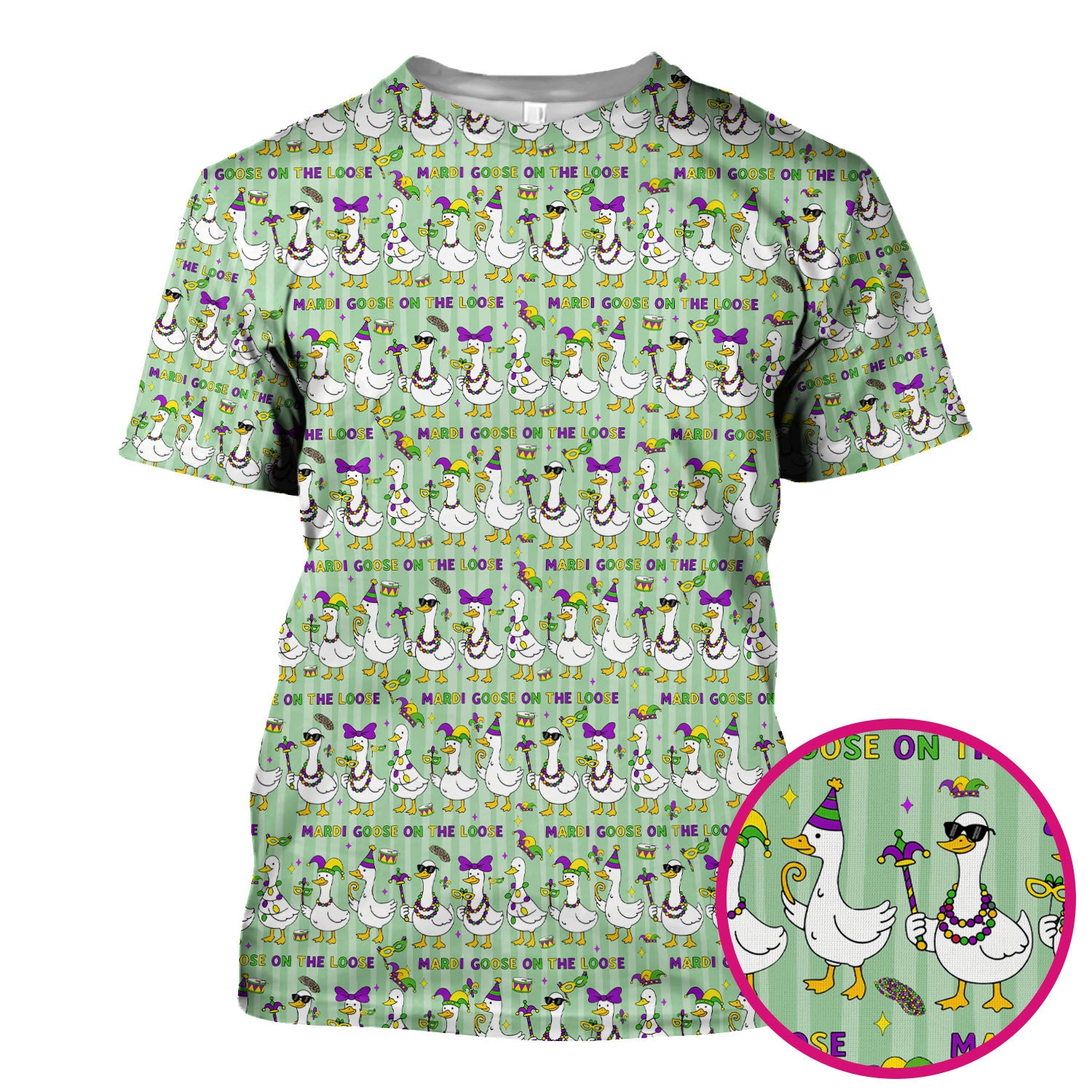 Mardi Gras Goose Nurse Scrub Top, Funny Carnival Medical Pattern Nurse Shirt, Breathable Fabrics Nursing Uniform