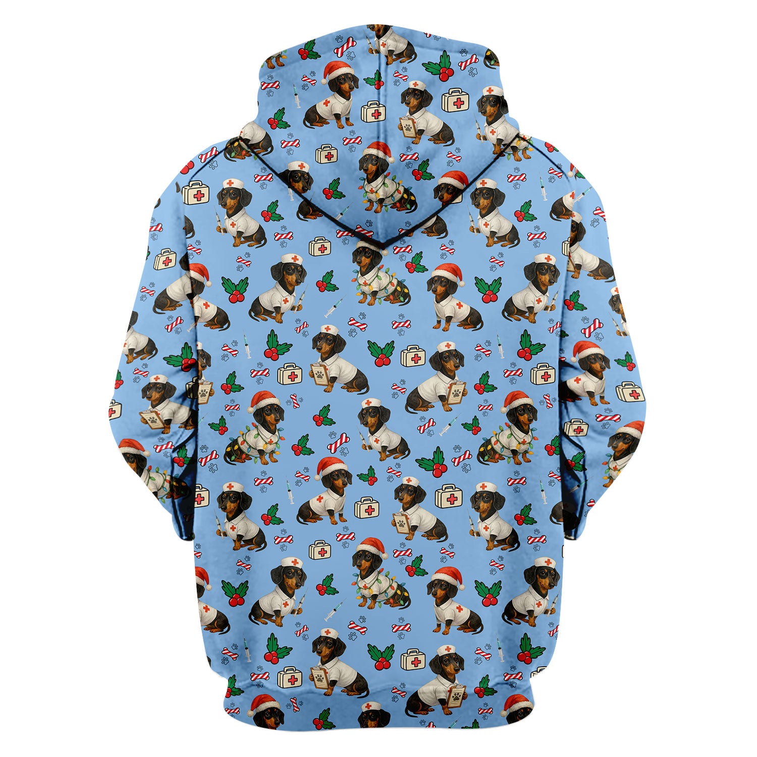 Dachshund Nurse Christmas Scrub Shirt - Cute Sausage Dog Scrub Top Multi Colors - Funny Holiday Nursing Workwear with Pockets