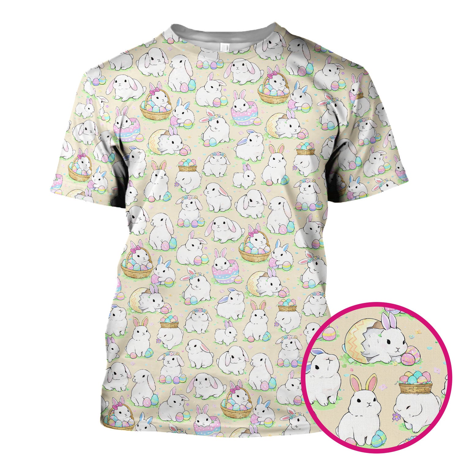 Cute Easter Bunny Egg Pattern Scrub Top, Comfortable Scrubs for Nurses