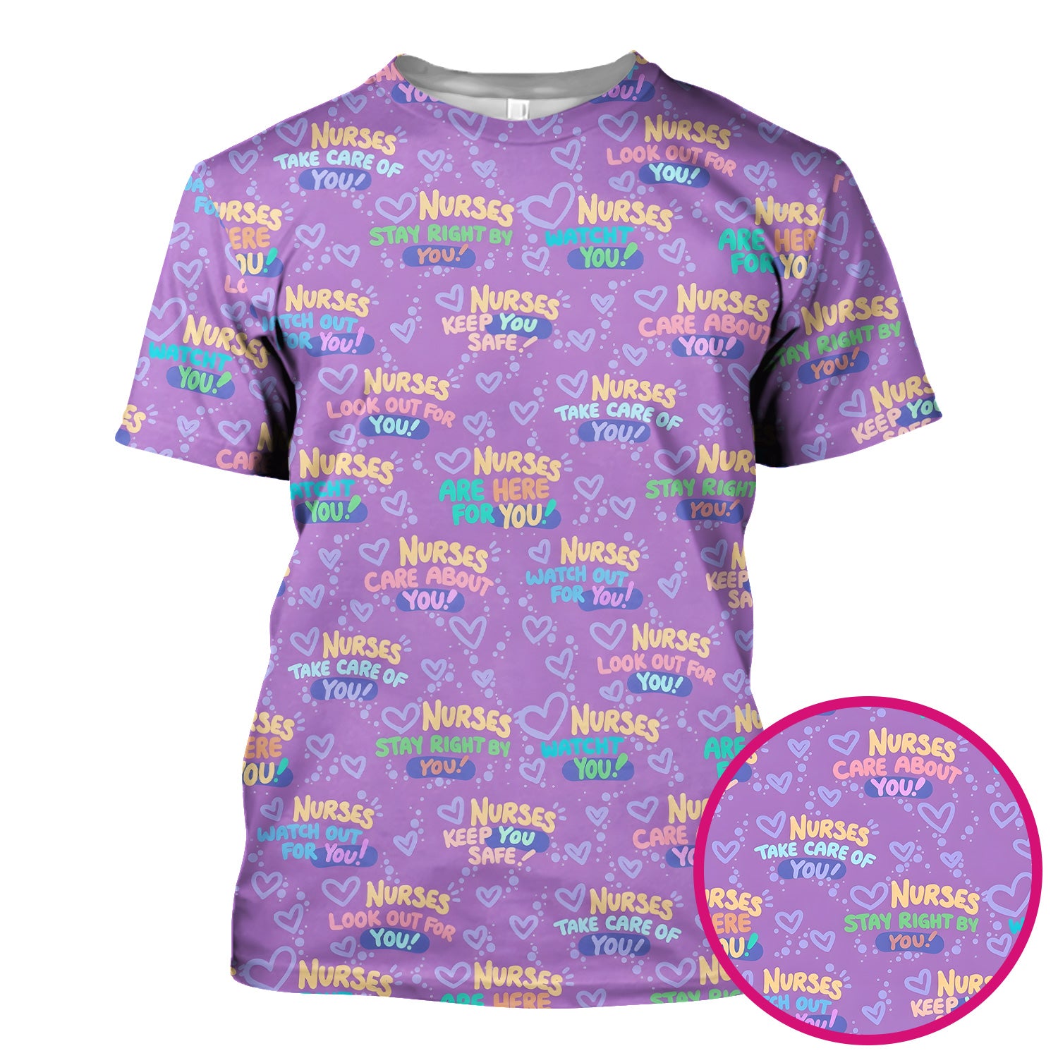 Inspirational Nurse Quote Care Message Pattern Scrub Top, Comfortable Scrubs for Nurses