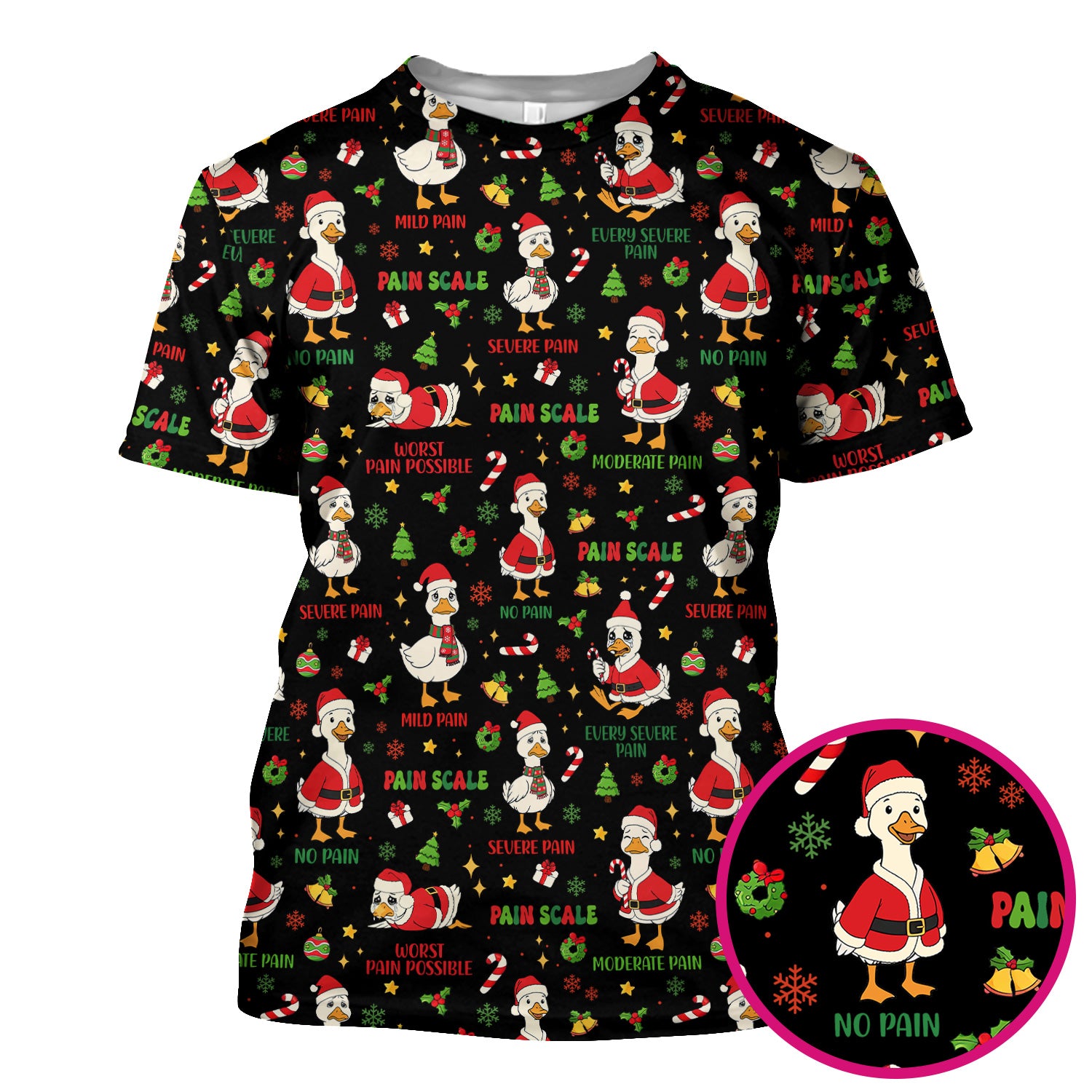 Christmas Nurse Scrub Top - Funny Goose Pain Scale - Cute Holiday Medical Uniform for Women