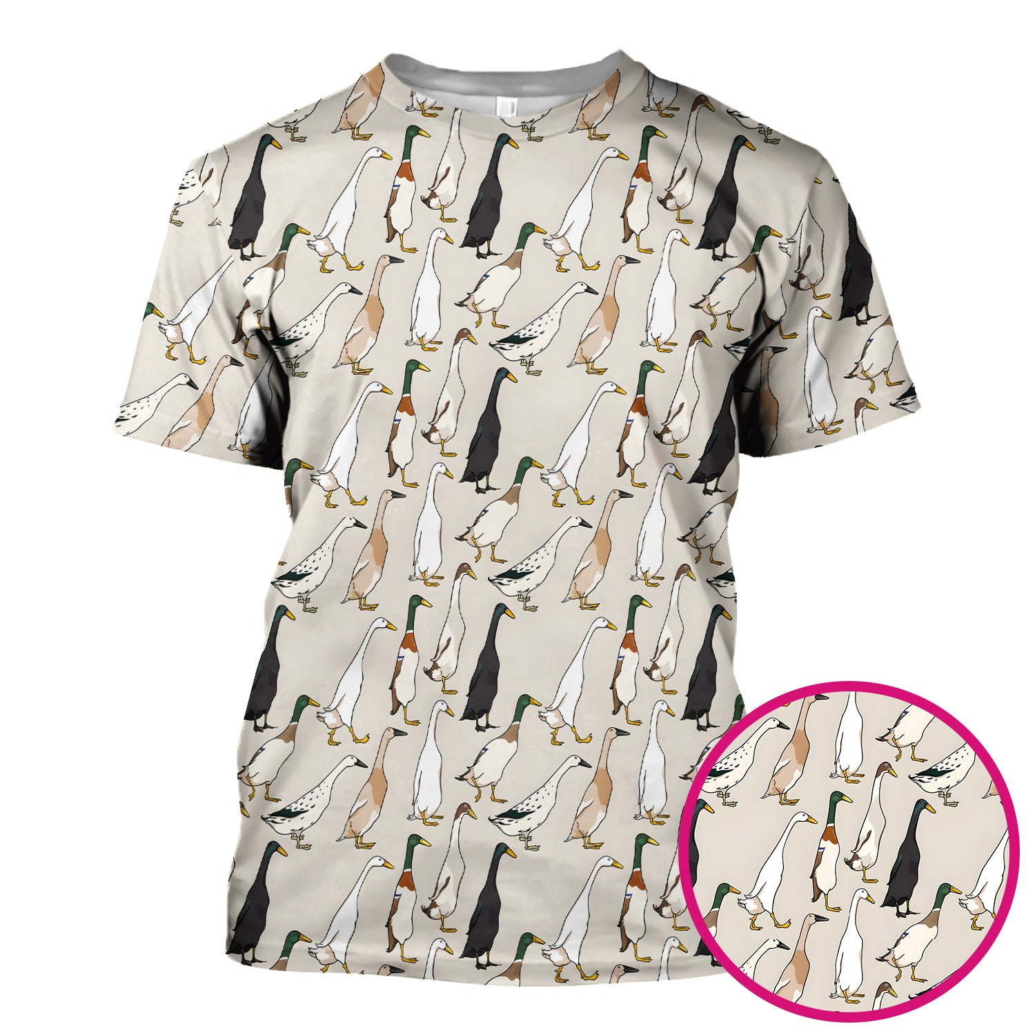 Duck Farm Animal Pattern Scrub Top Scrub Top, Breathable Fabrics Nursing Uniform