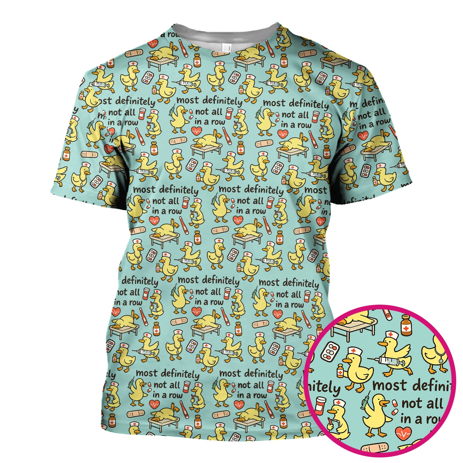 Funny Nurse Duck Medical Humor Pattern Scrub Top, Comfortable Scrubs for Nurses