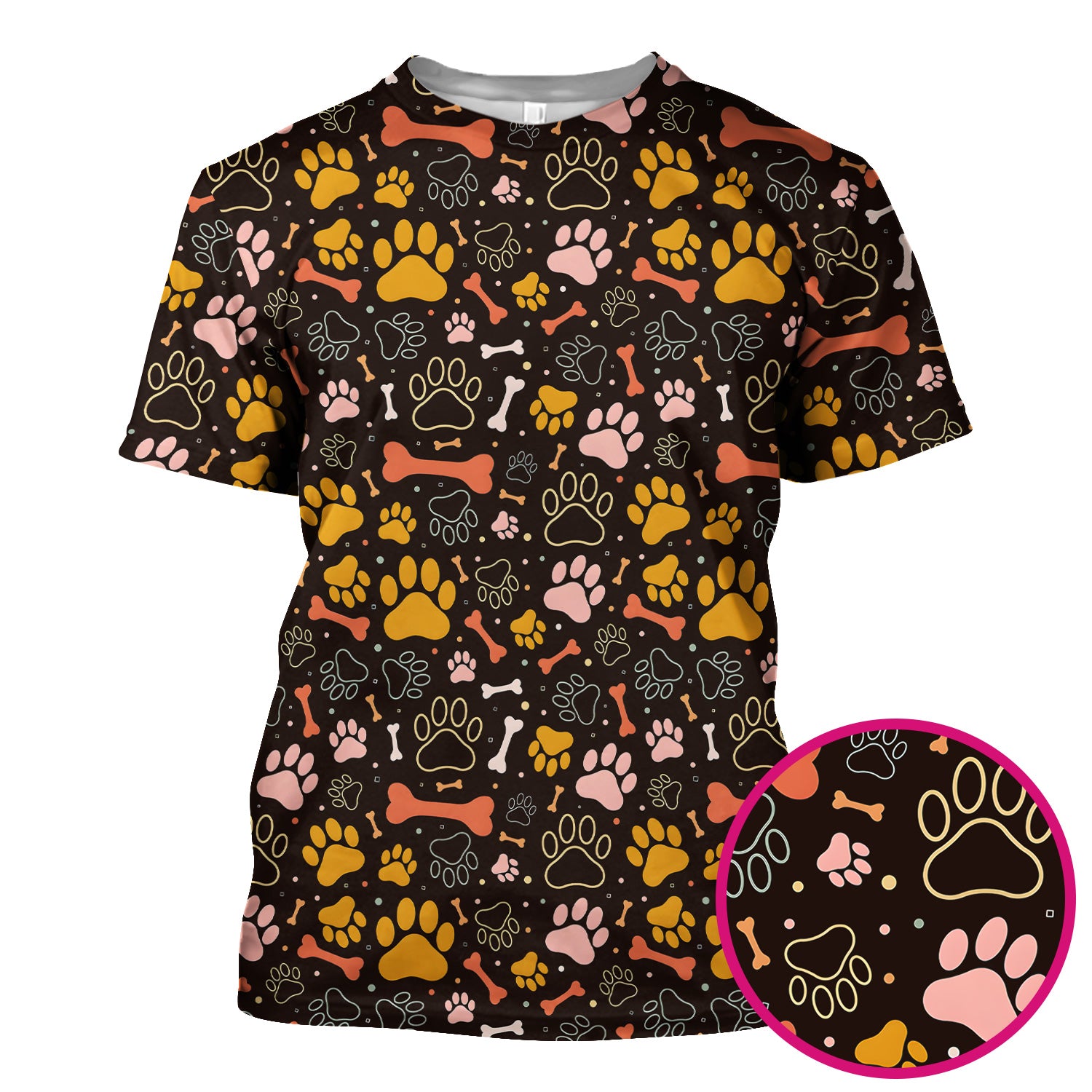 Cute Paw Print Dog Pattern Scrub Top, Comfortable Scrubs for Nurses